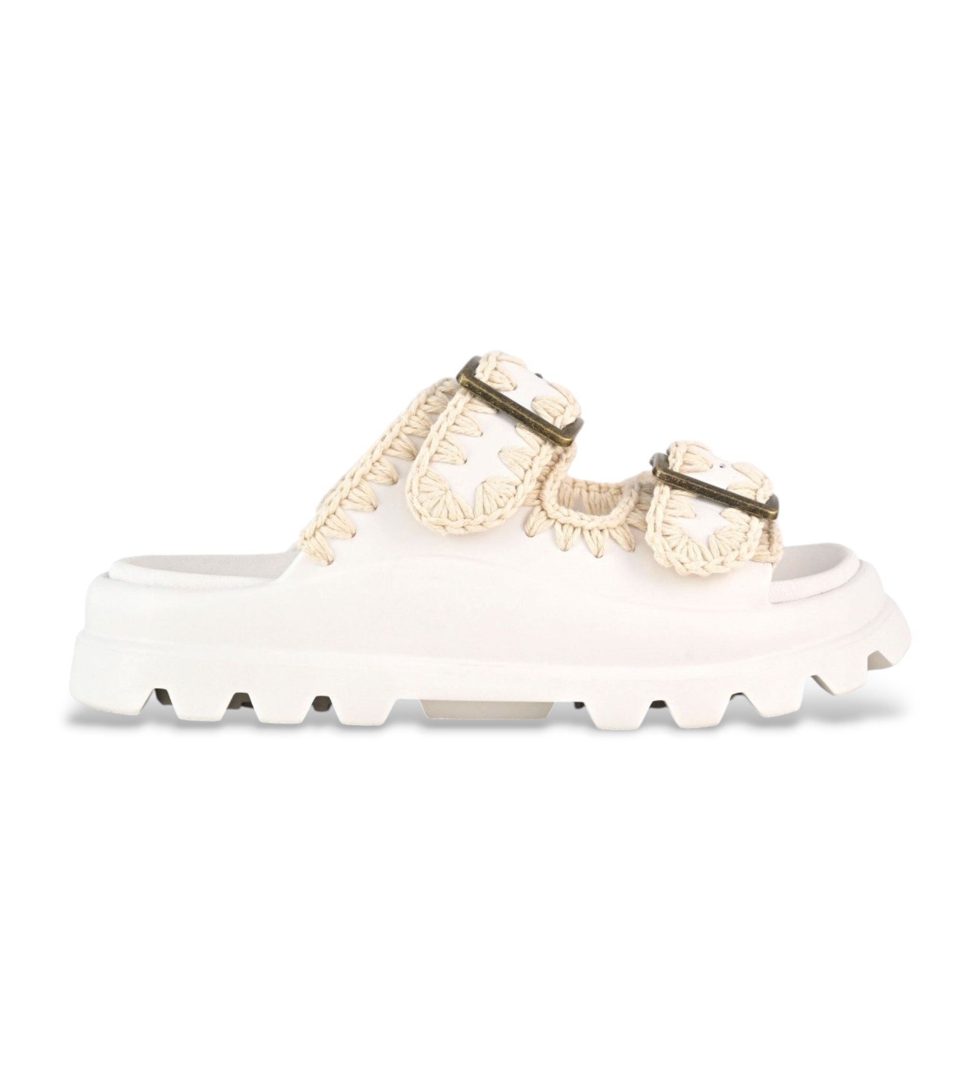 Mou für Damen. MU.SW661001N Weiße Sandalen mit zwei Schnallen (40), 1 bis 3 cm, Lässig