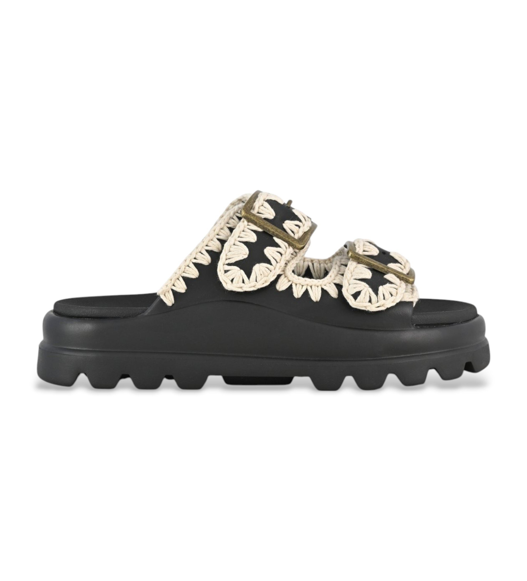 Mou für Damen. MU.SW661001N Schwarze Sandalen mit zwei Schnallen (40), 1 bis 3 cm, Lässig