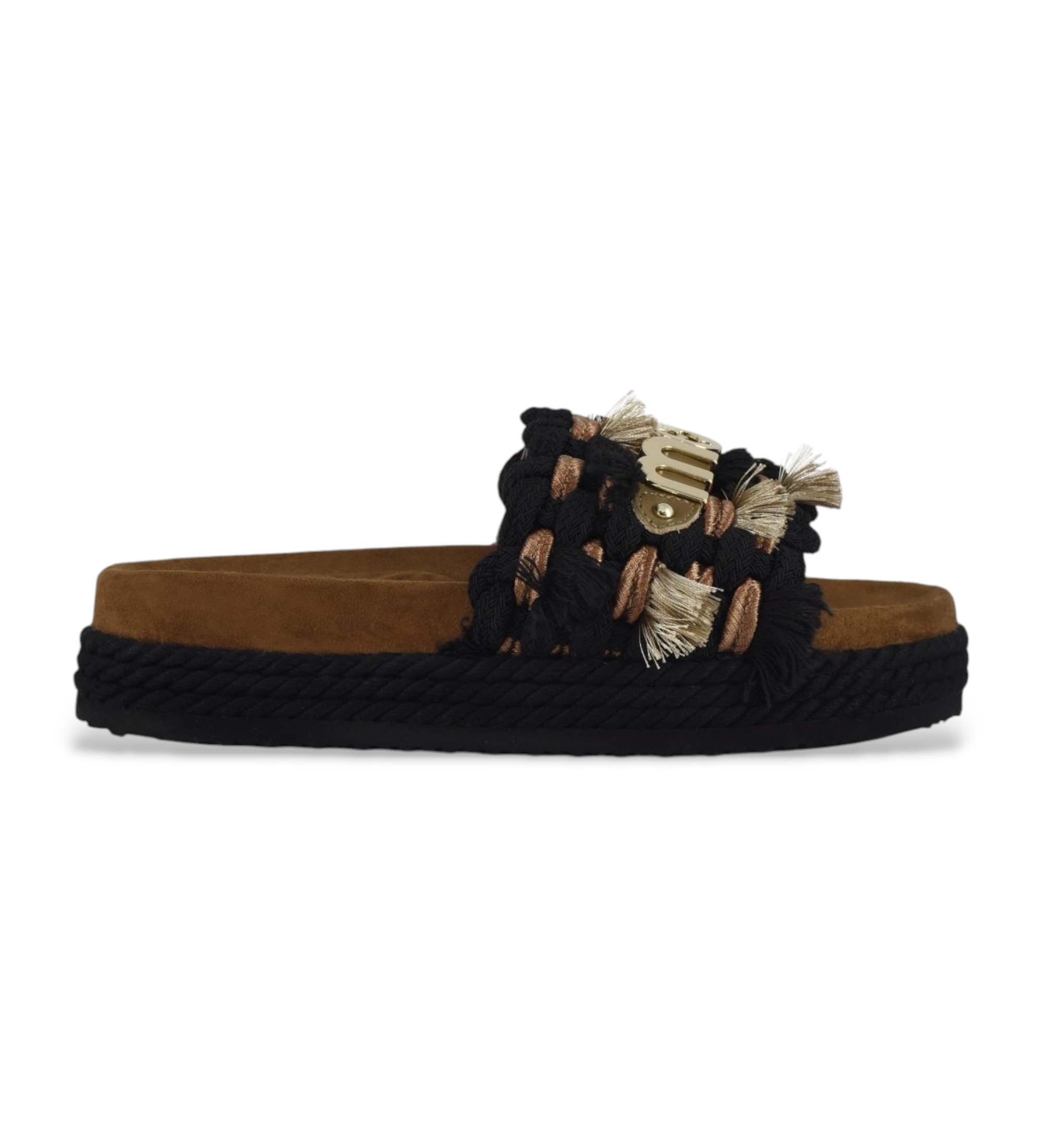 Mou für Damen. MU.SW451008K Schwarze Monoband-Sandalen (36), 1 bis 3 cm, Keine, Lässig