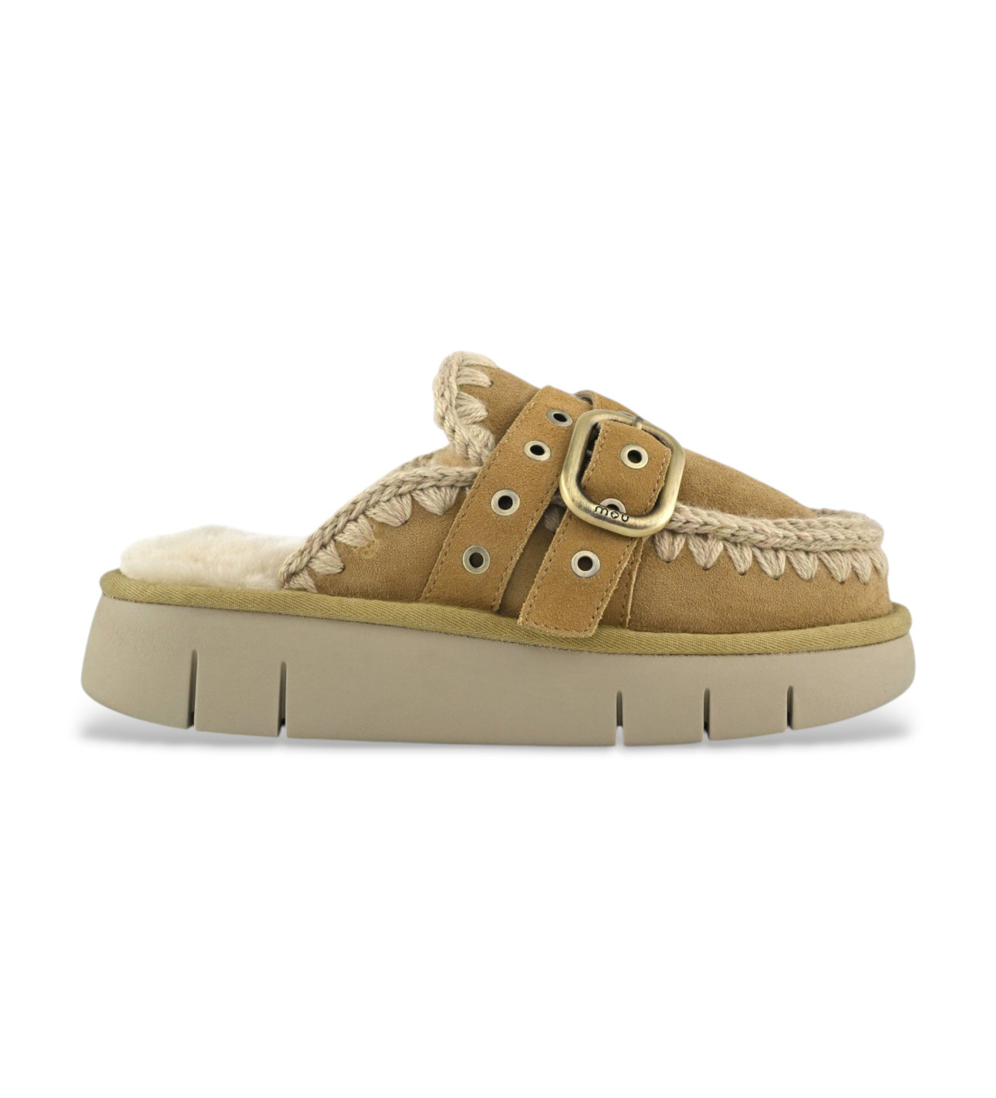 Mou für Damen. MU.FW531030A Braune Lederclogs mit Schnallenverschluss (39), 3 bis 5 cm, Keine, Lässig