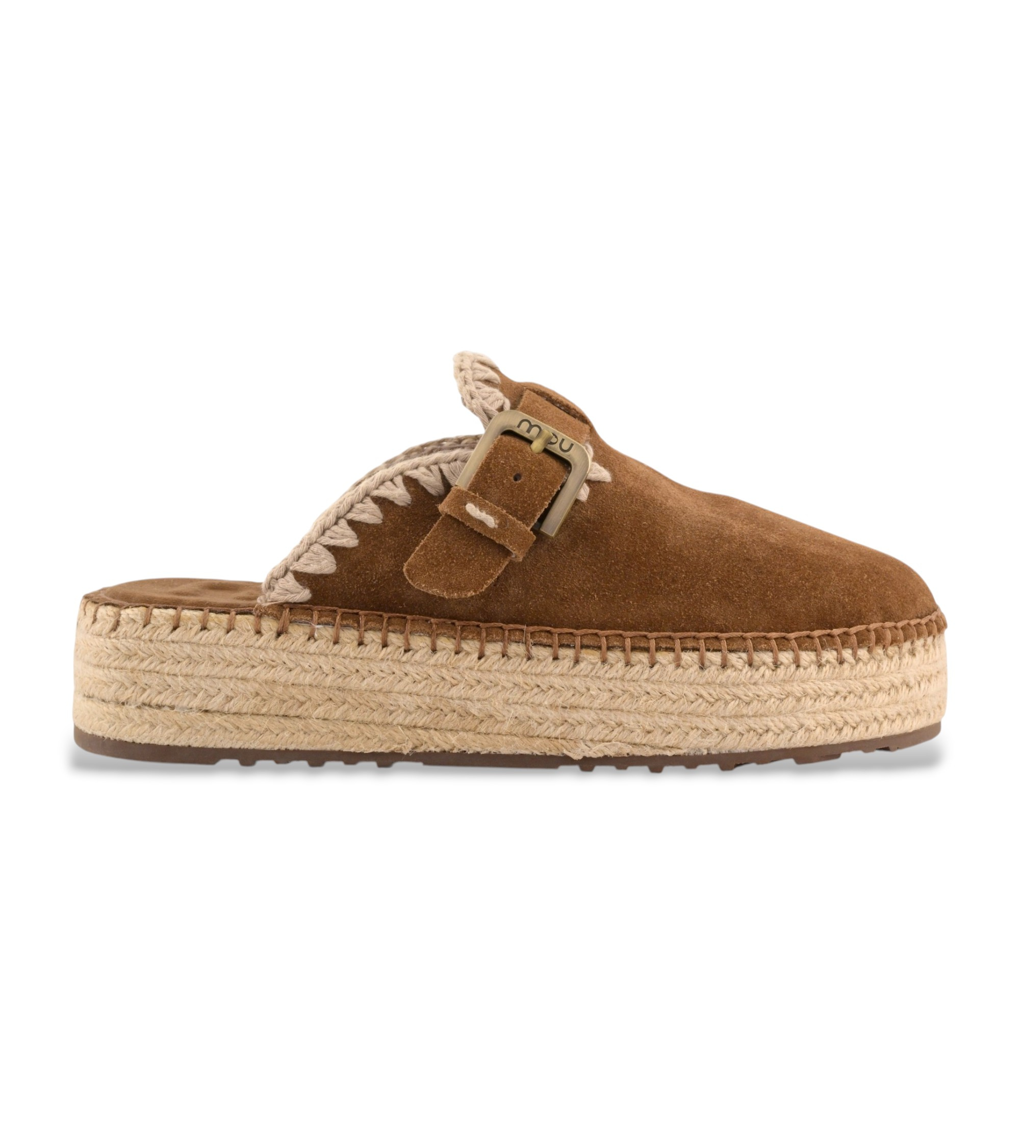 Mou für Damen. MU.SW641000A Wildlederclogs Juteclog einfarbig braun (41), 3 bis 5 cm, Keine, Lässig