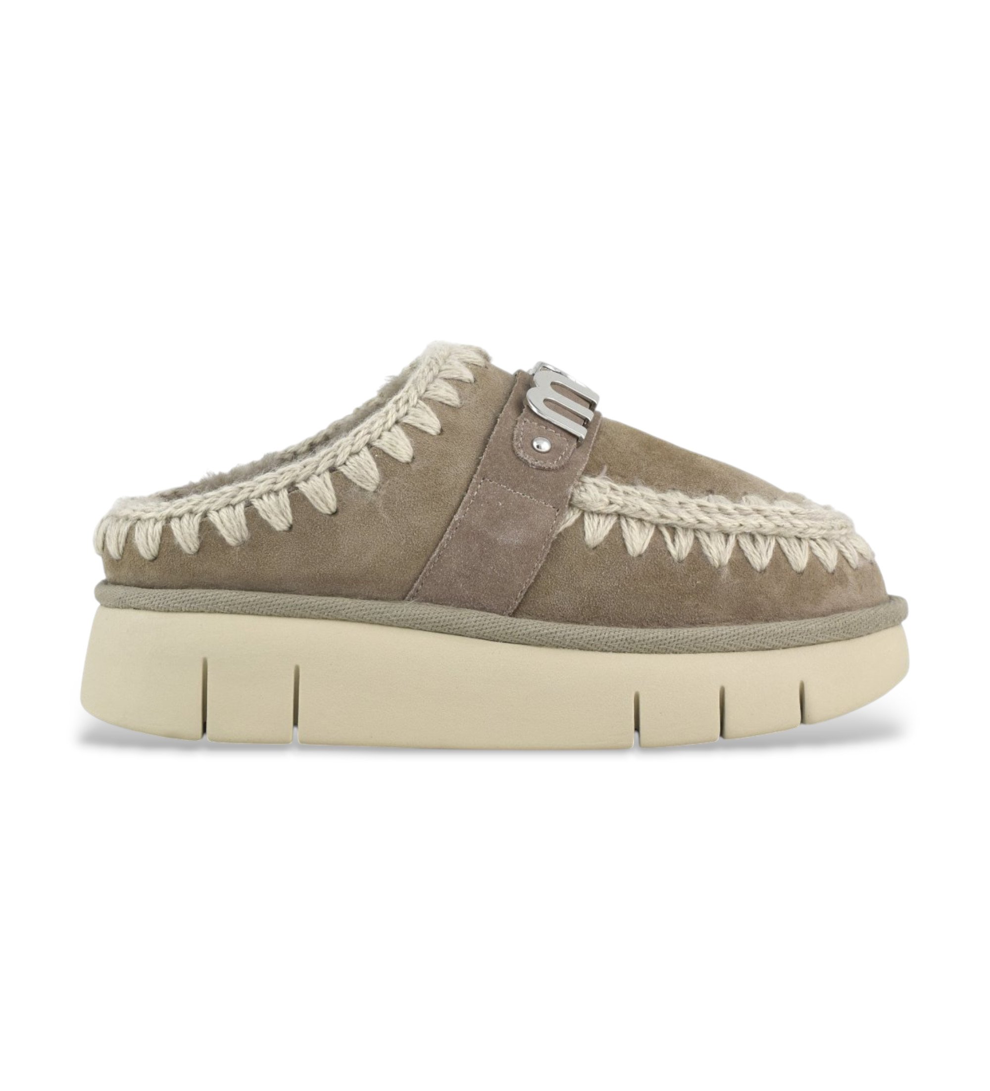 Mou für Damen. MU.FW531001A Grünlich braune Bounce Lederclogs (40), 3 bis 5 cm, Keine, Lässig
