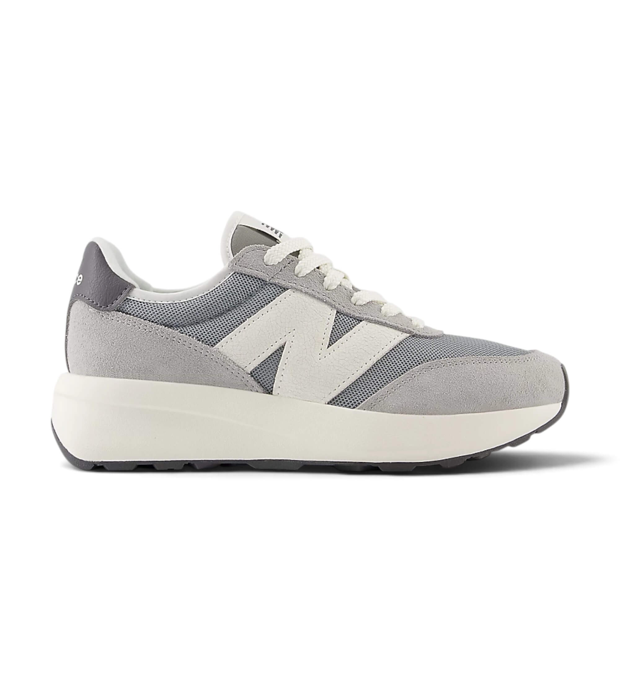 New Balance für Damen. GS370V1 Schuhe 370 grau (38), Stoff, Wohnung, Schnürsenkel, Lässig