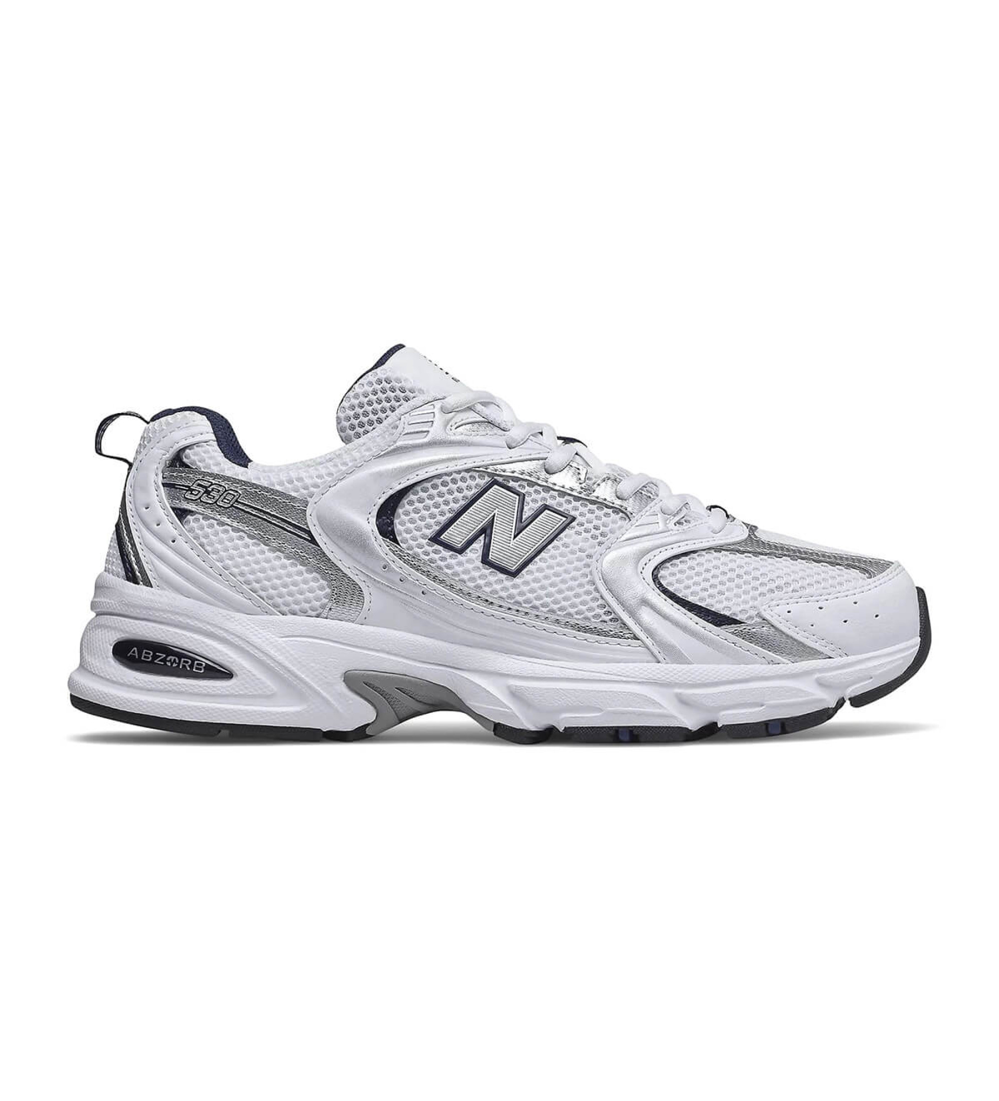 New Balance für Damen. MR530 Schuhe 530 weiß/blau (42), Wohnung, 1 bis 3 cm, Schnürsenkel