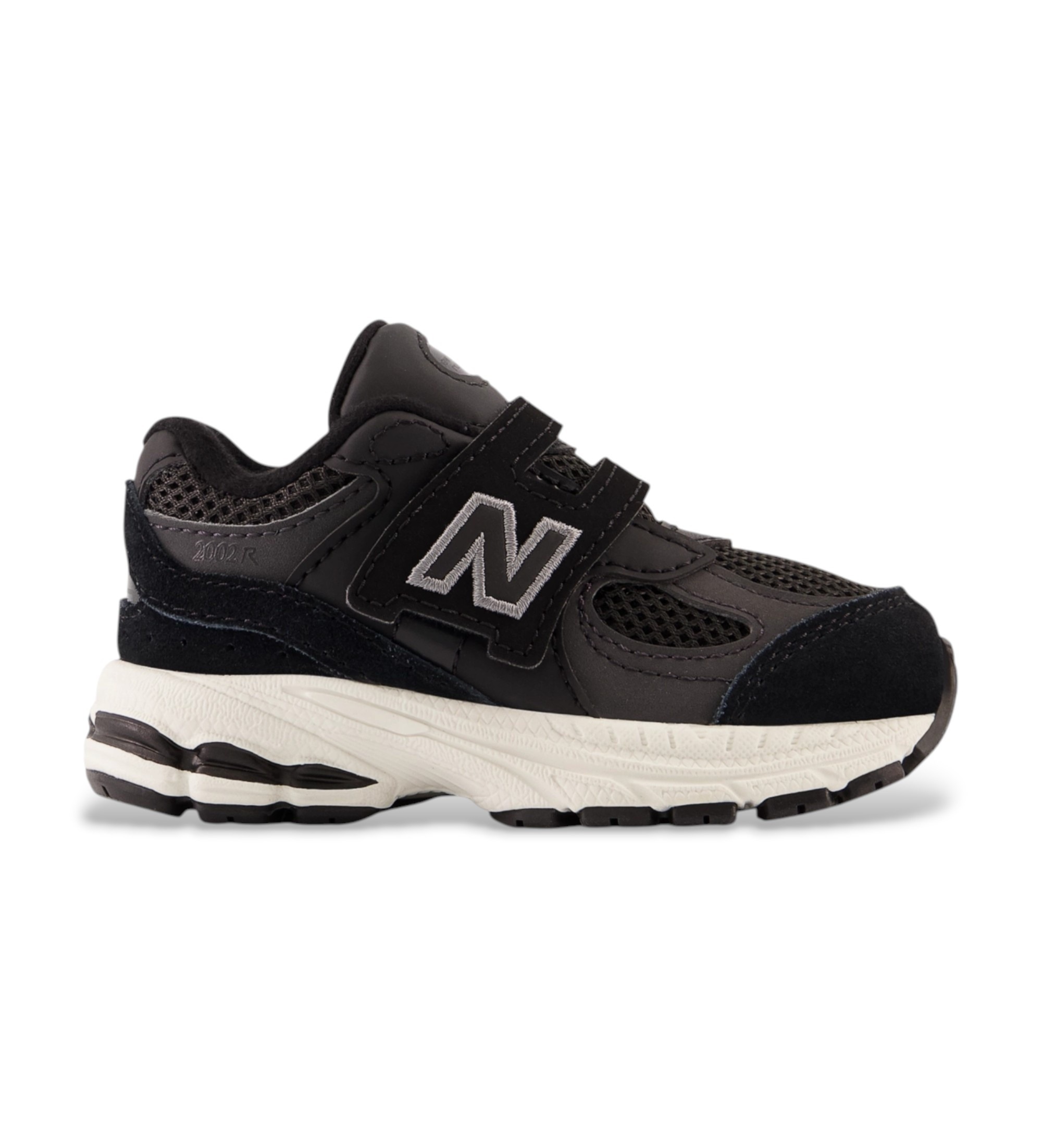 New Balance Unisex für Kinder. IV2002V1 Leder-Sneakers 2002 Hook & Loop schwarz (18.5), Wohnung, Wildleder, Klettverschluss, Lässig, Kinderb