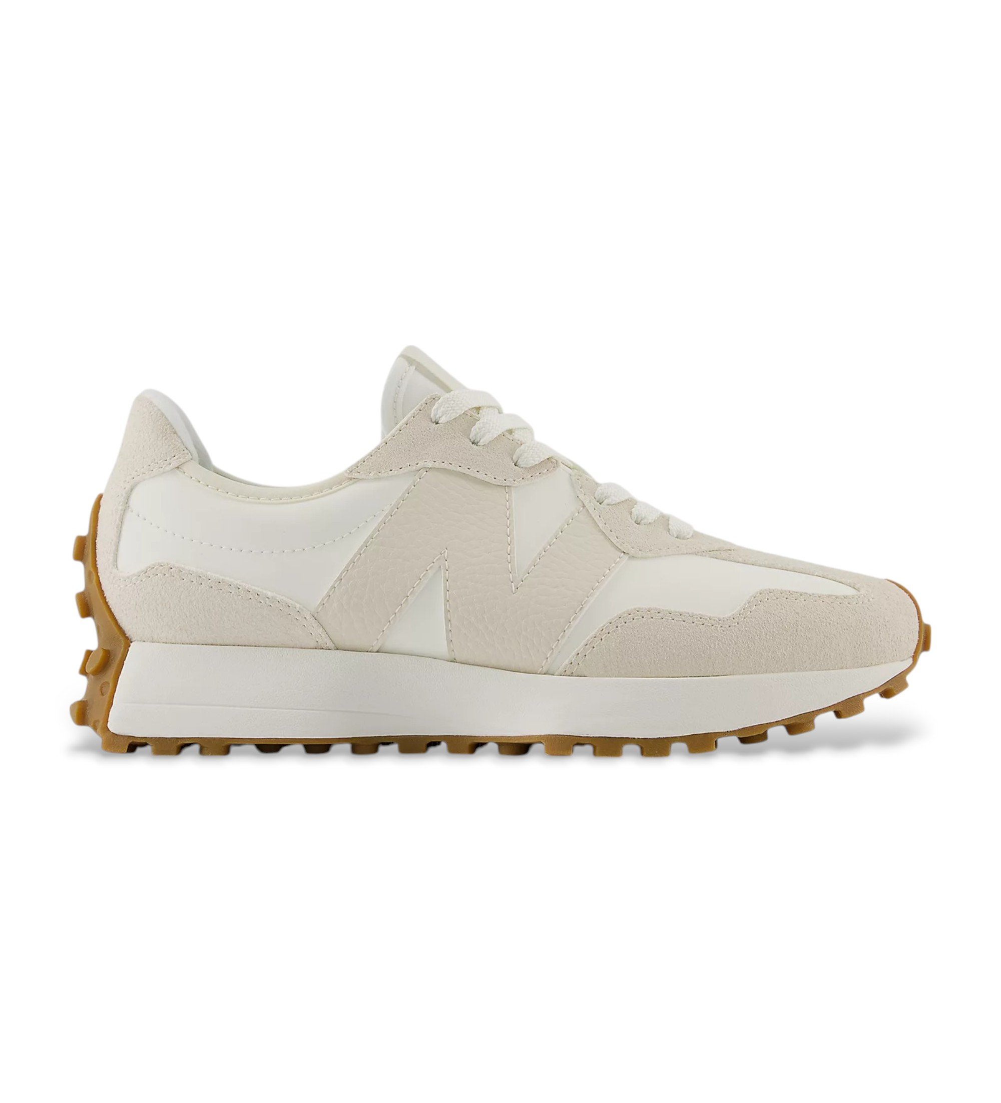 New Balance für Damen. WS327V1 Leder-Turnschuhe 327 beige (37.5), Wohnung, Schnürsenkel, Lässig