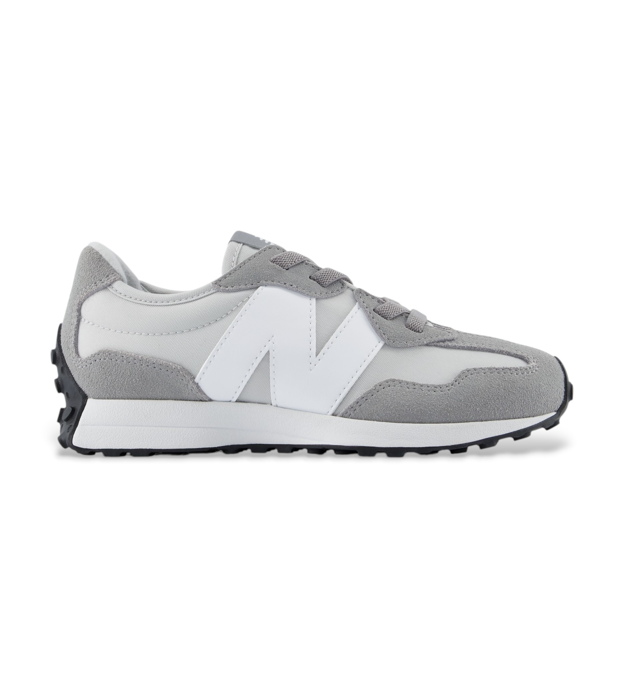 New Balance Unisex für Kinder. P327V1_KL Leder-Sneaker 327 Bungee Lace, grau (30.5), Wohnung, Wildleder, Schnürsenkel, Sportlich, Kinderbekl