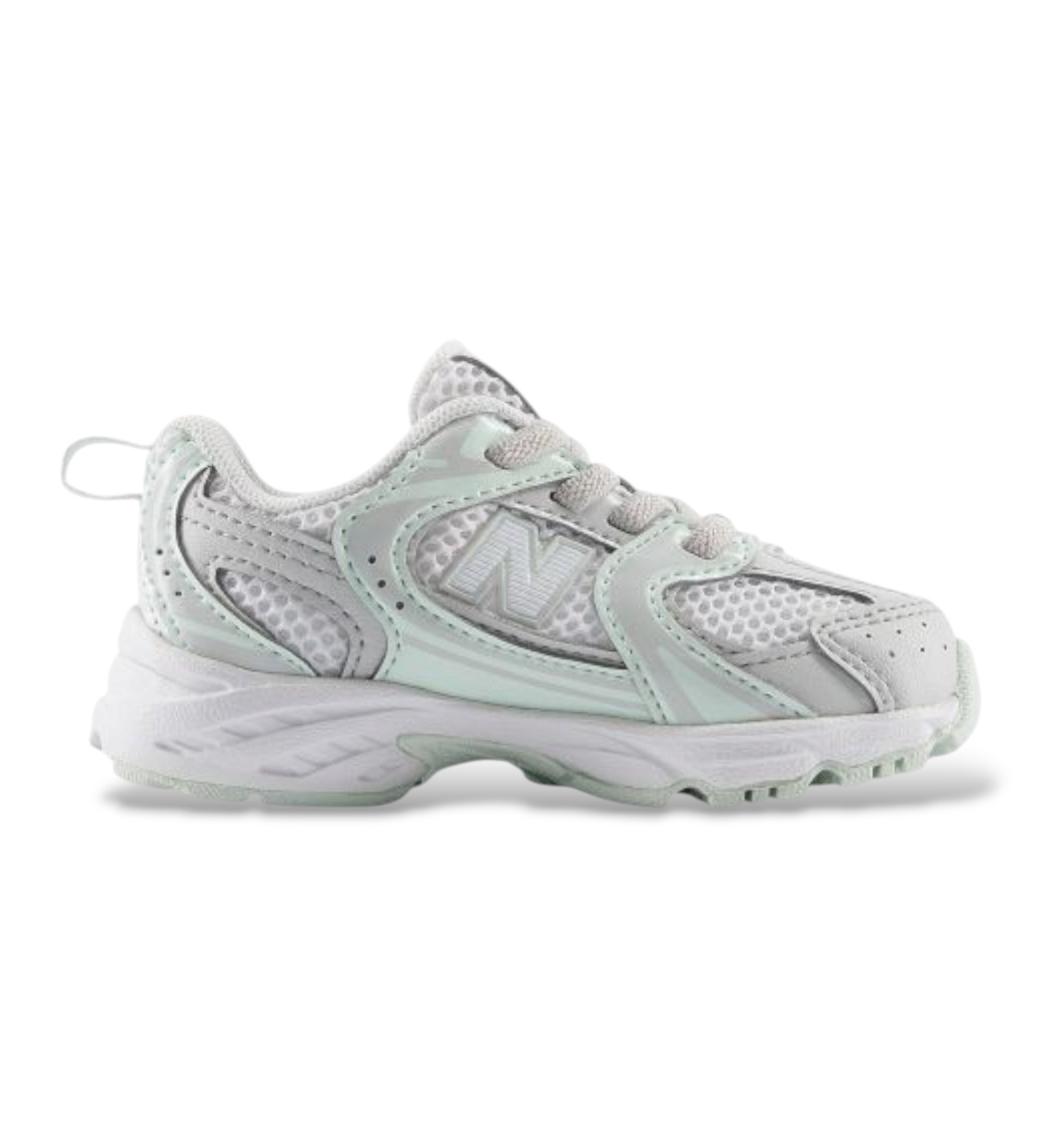 New Balance Unisex für Kinder. I530V1_KL Leder-Sneaker 530 Bungee Lace weiß (25), Wohnung, Schnürsenkel, Lässig, Kinderbekleidung