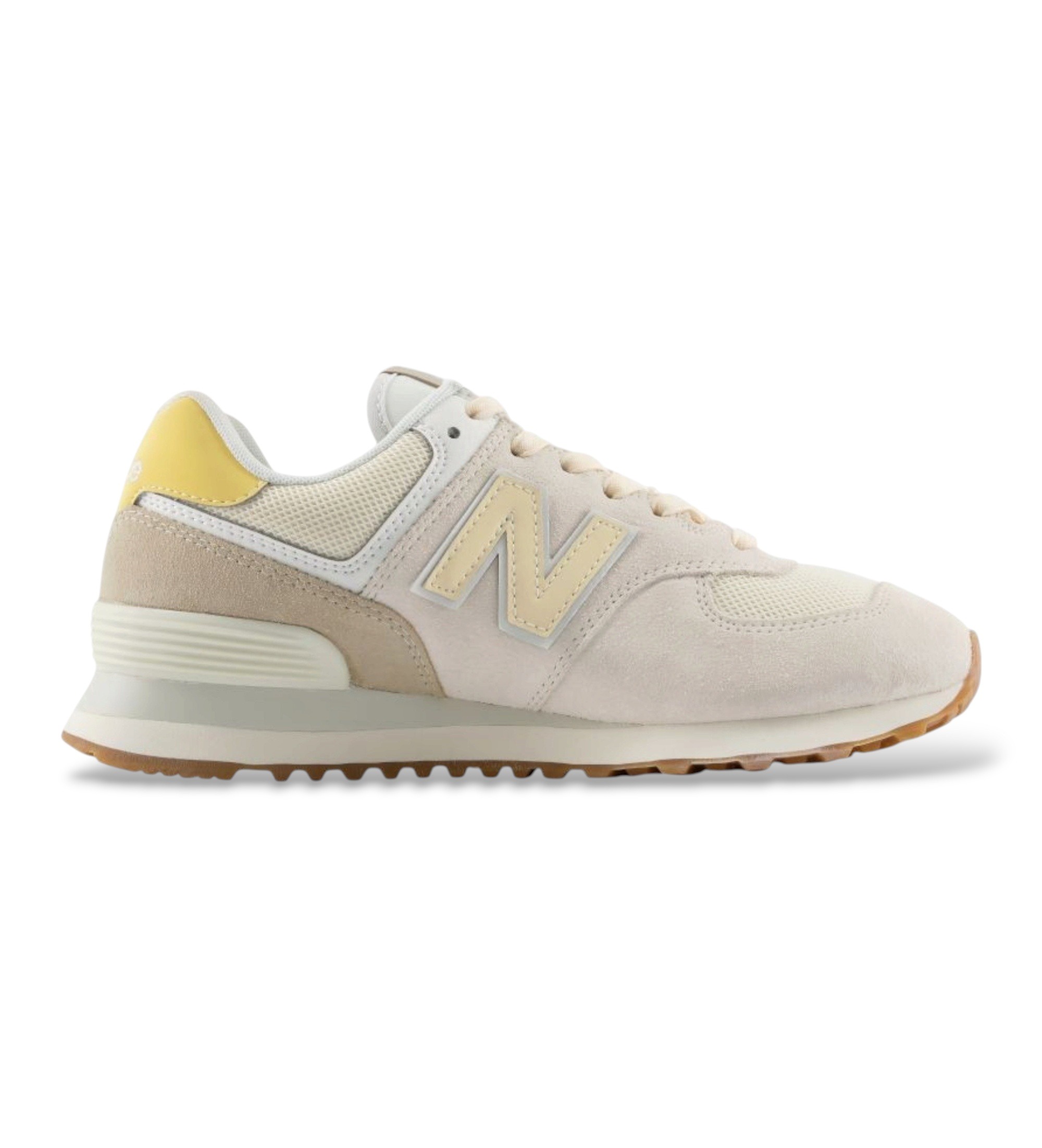 New Balance für Damen. W574V2_LI 574 Sneaker aus Leder in Ecru (37.5), Beige, Wohnung, Wildleder, Schnürsenkel, Lässig