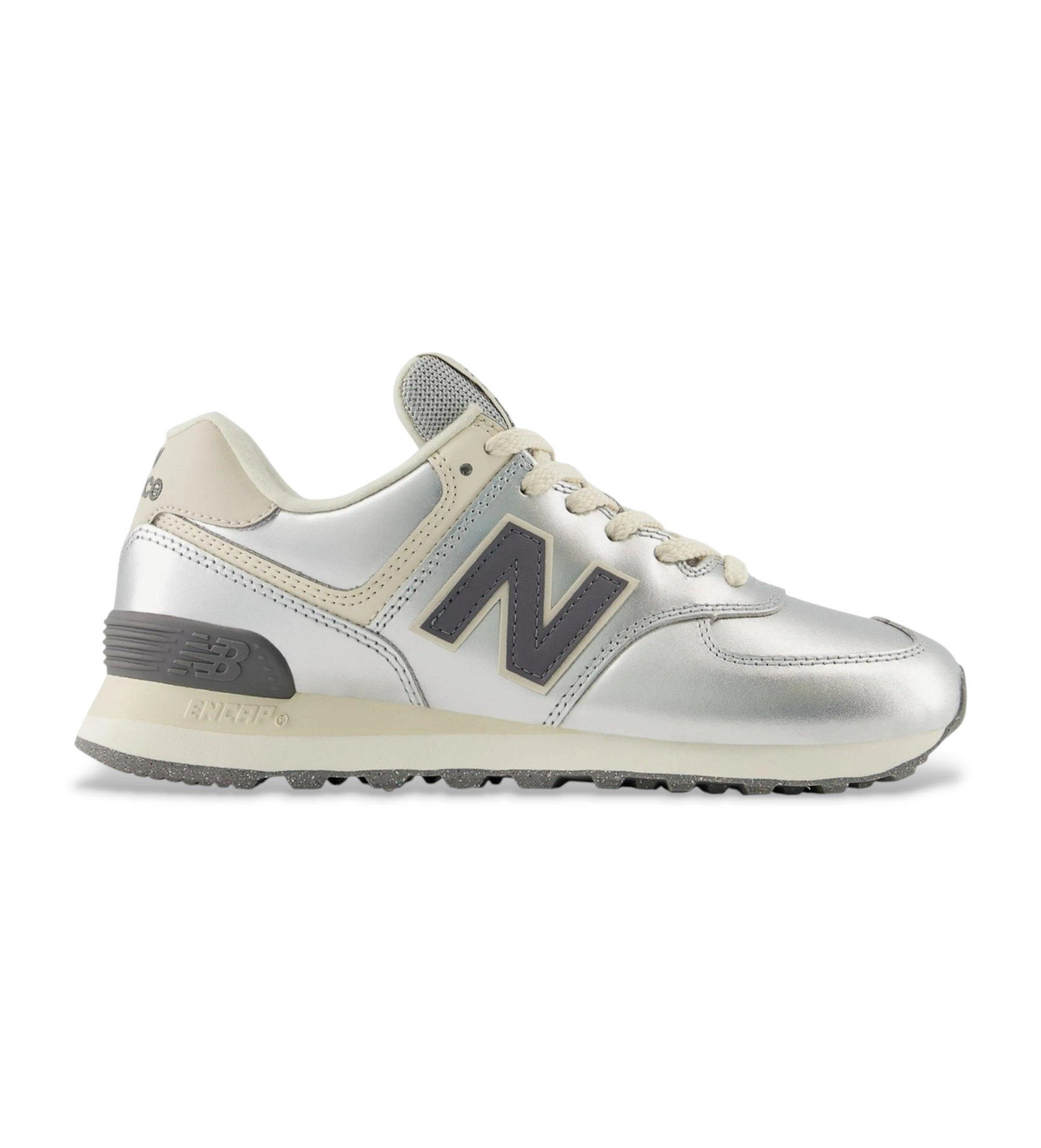 New Balance für Damen. WL574V2 Leder Turnschuhe 574 silber (36), Wohnung, Schnürsenkel, Lässig