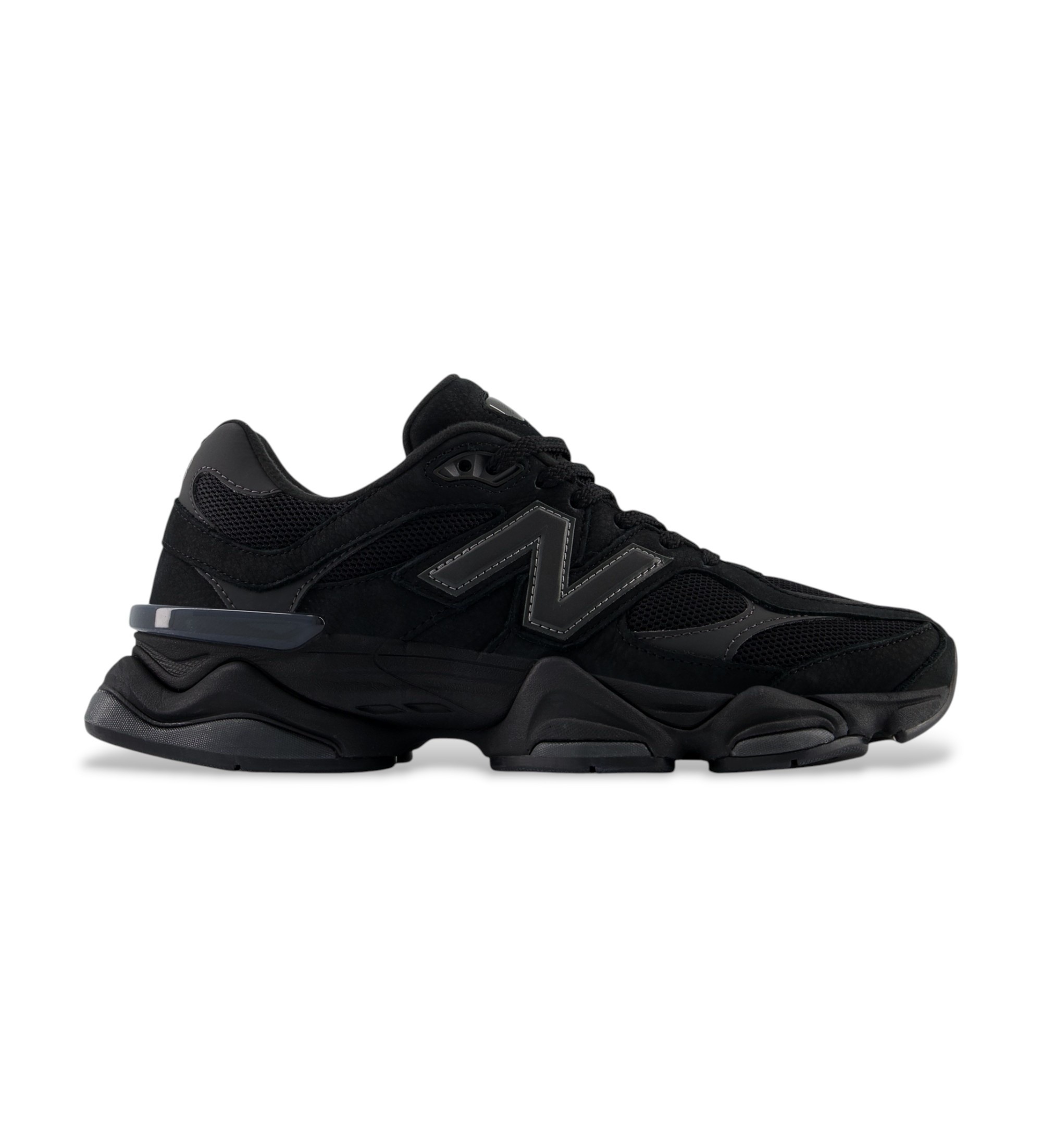 New Balance für Herren. U9060V1 Leder-Sneaker 9060, schwarz (43), Wohnung, Spaltleder, Schnürsenkel, Lässig