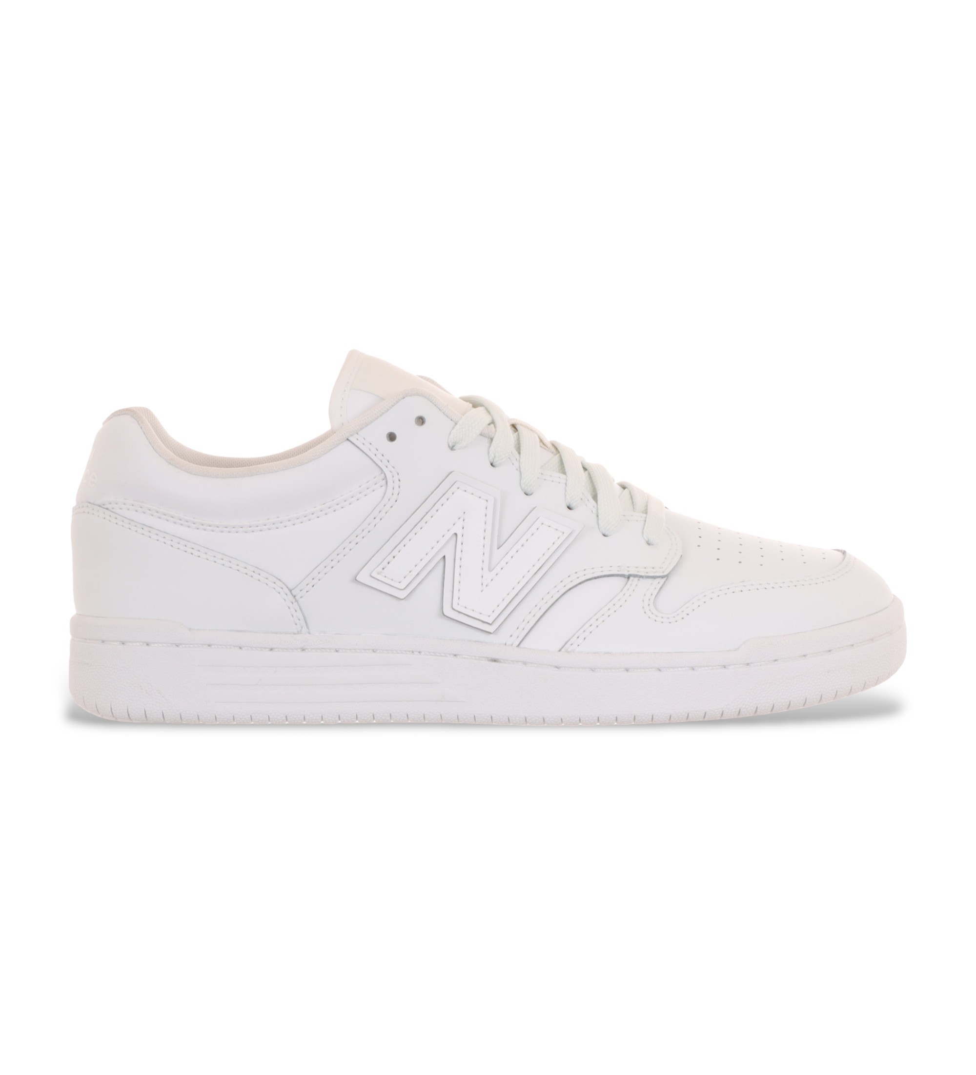 New Balance für Herren. BB480LV1 Leder Turnschuhe 480 weiß (45), Wohnung, Schnürsenkel, Lässig