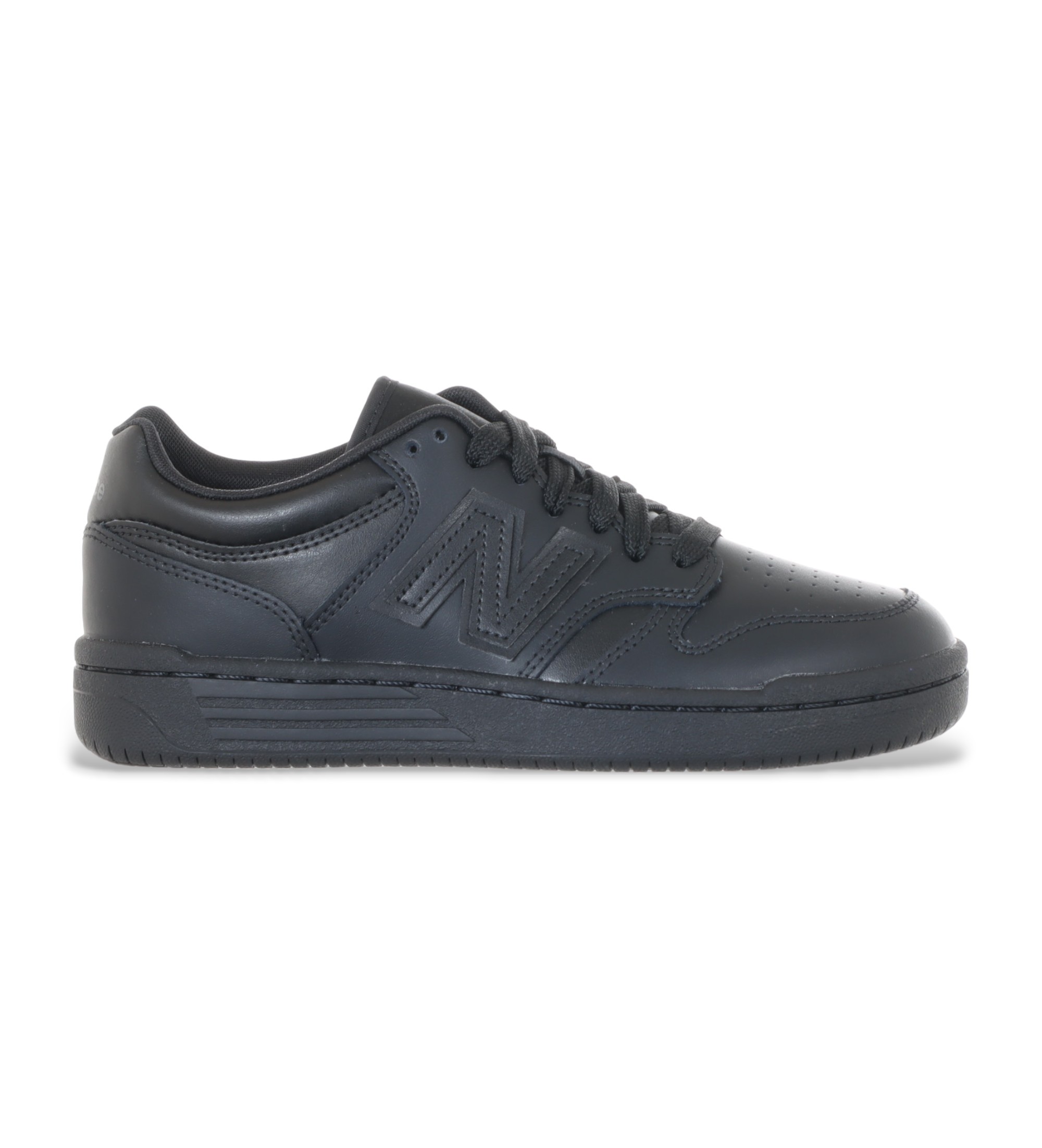 New Balance Unisex für Kinder. GSB480V1 Lederturnschuhe 480 schwarz (23), Wohnung, Schnürsenkel, Lässig, Sportlich, Kinderbekleidung
