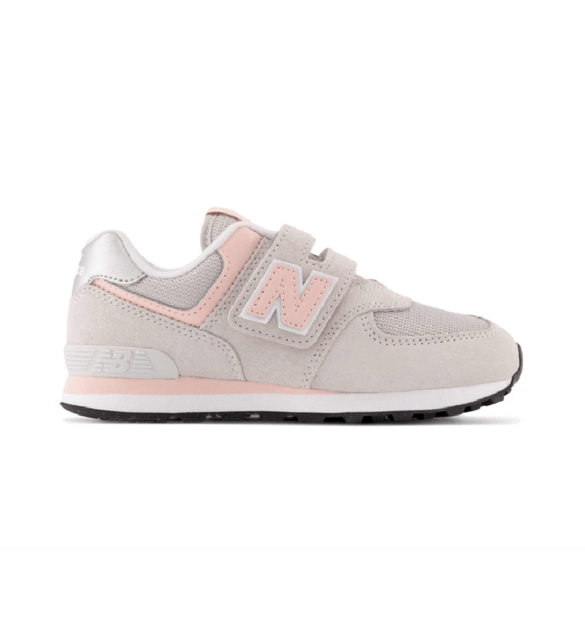 New Balance Unisex für Kinder. PV574V1 Leder 574 Core Hook & Loop grau Turnschuhe (33), Wohnung, Klettverschluss, Lässig, Kinderbekleidung