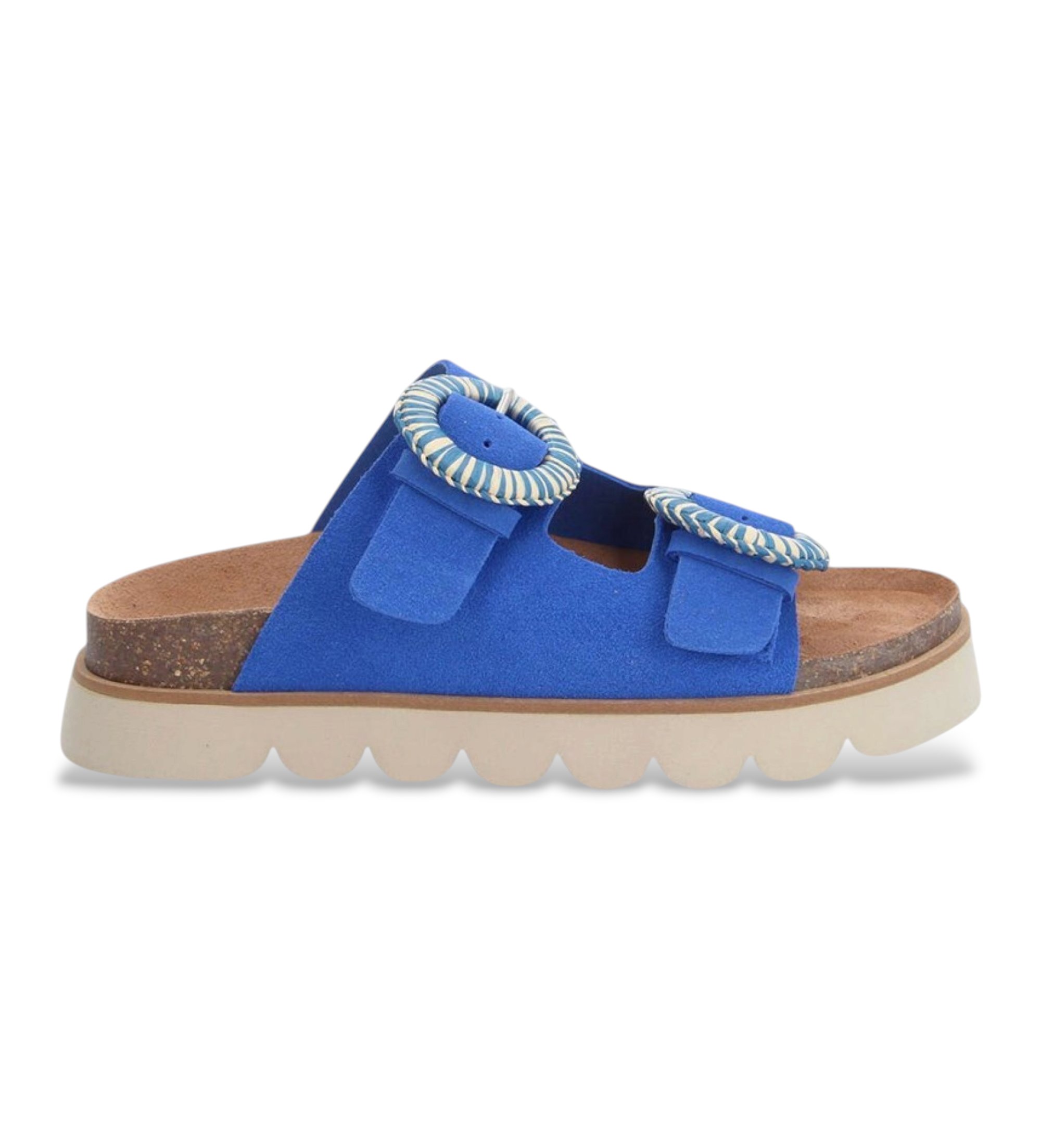 NO NAME für Damen. QNXSVS0 Sandy Slap Ledersandalen blau (39), Wohnung, Keine, Lässig