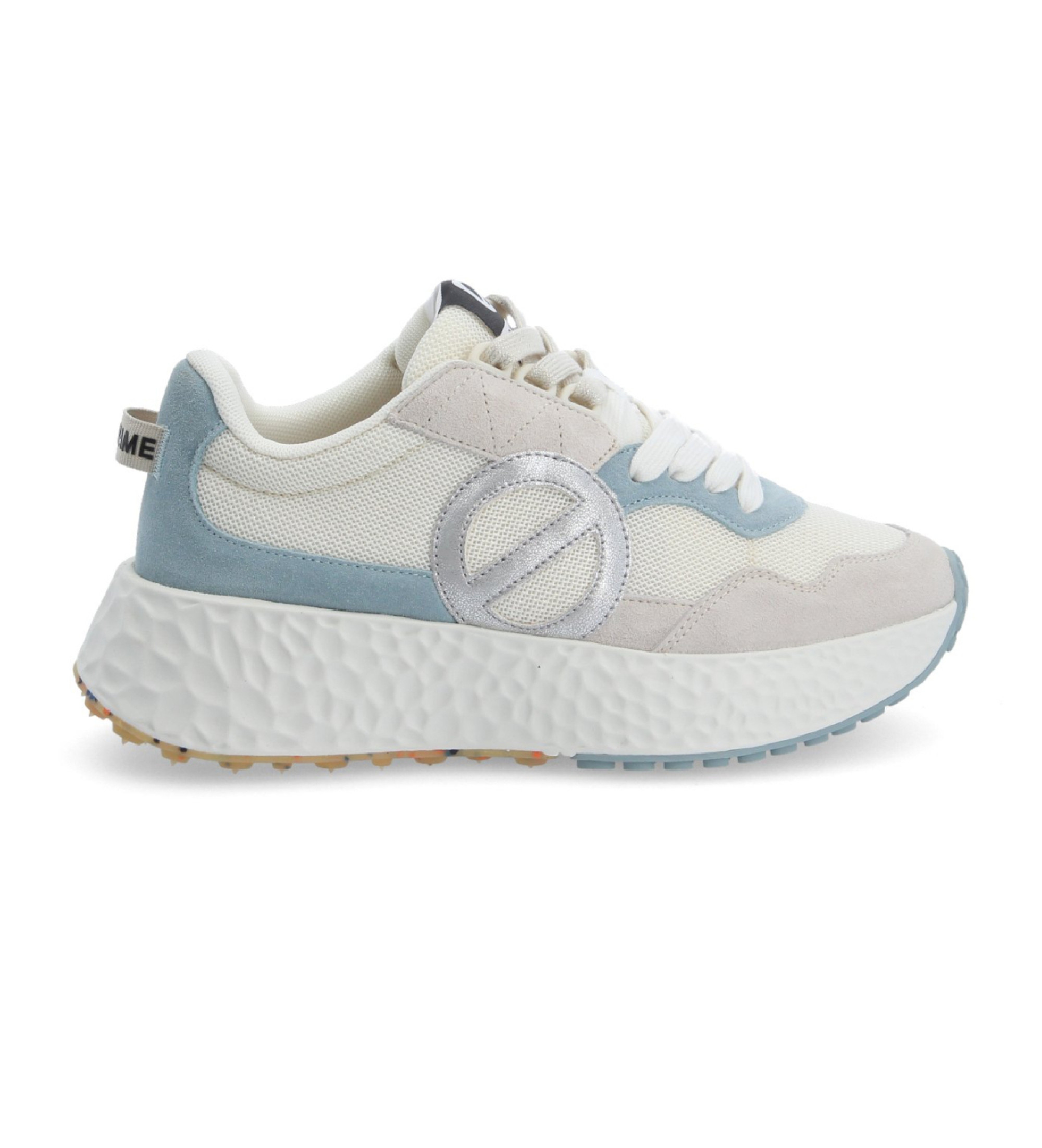 NO NAME für Damen. NNVEKSD Carter Jogger Lederturnschuhe beige, blau (40), 3 bis 5 cm, Schnürsenkel, Lässig