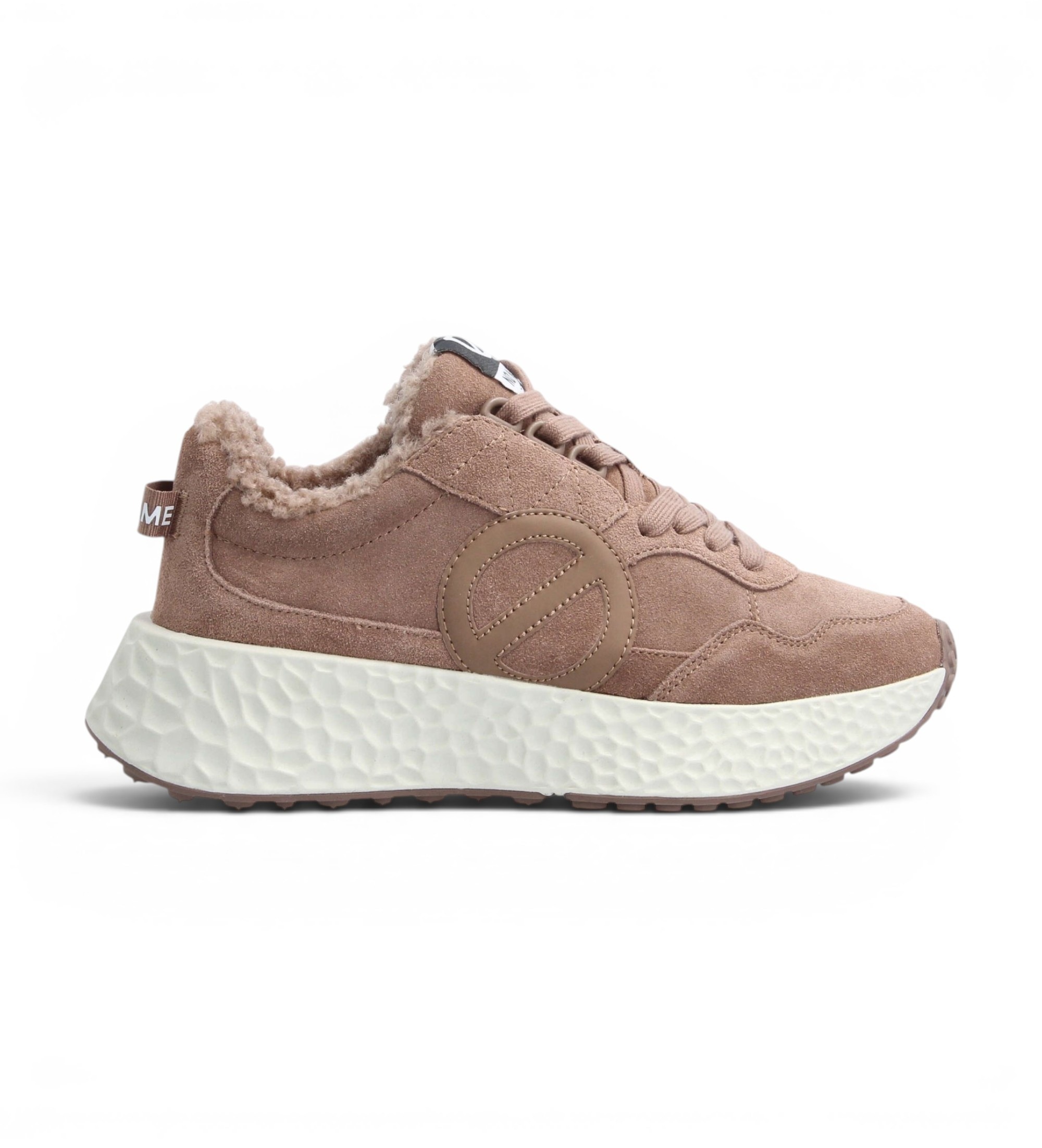 NO NAME für Damen. NNVESC0 Leder-Sneaker Carter Jogger Cocoon braun (41), Wohnung, 1 bis 3 cm, Spaltleder, Schnürsenkel, Lässig