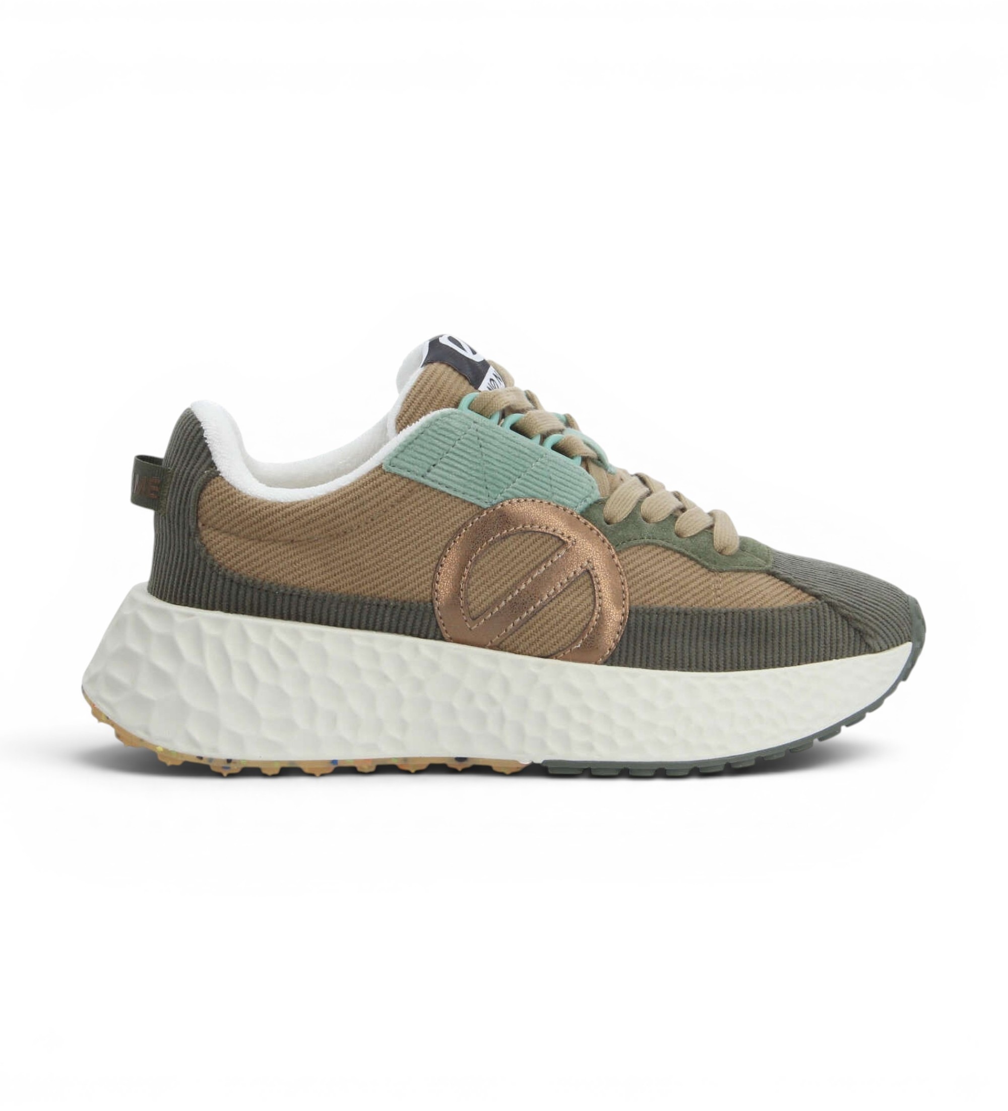 NO NAMEvoor vrouwen. KNVCDD0 Carter Runner Daddy sneakers beige, groen (39), Stof, 3 tot 5 cm, Veters, Casual
