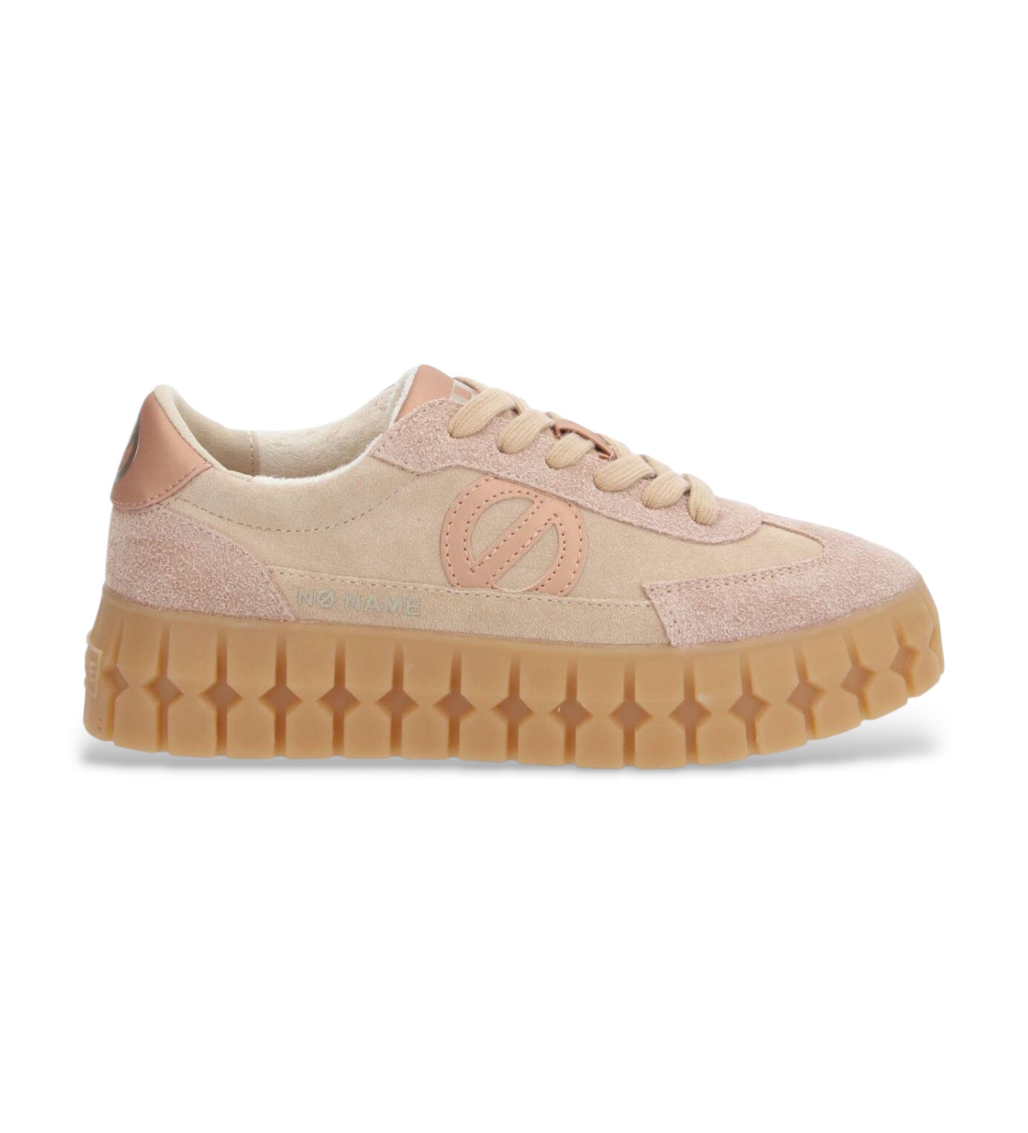 NO NAME für Damen. TNPSDB0 Beige Play Side Leder Turnschuhe (40), 3 bis 5 cm, Schnürsenkel, Lässig