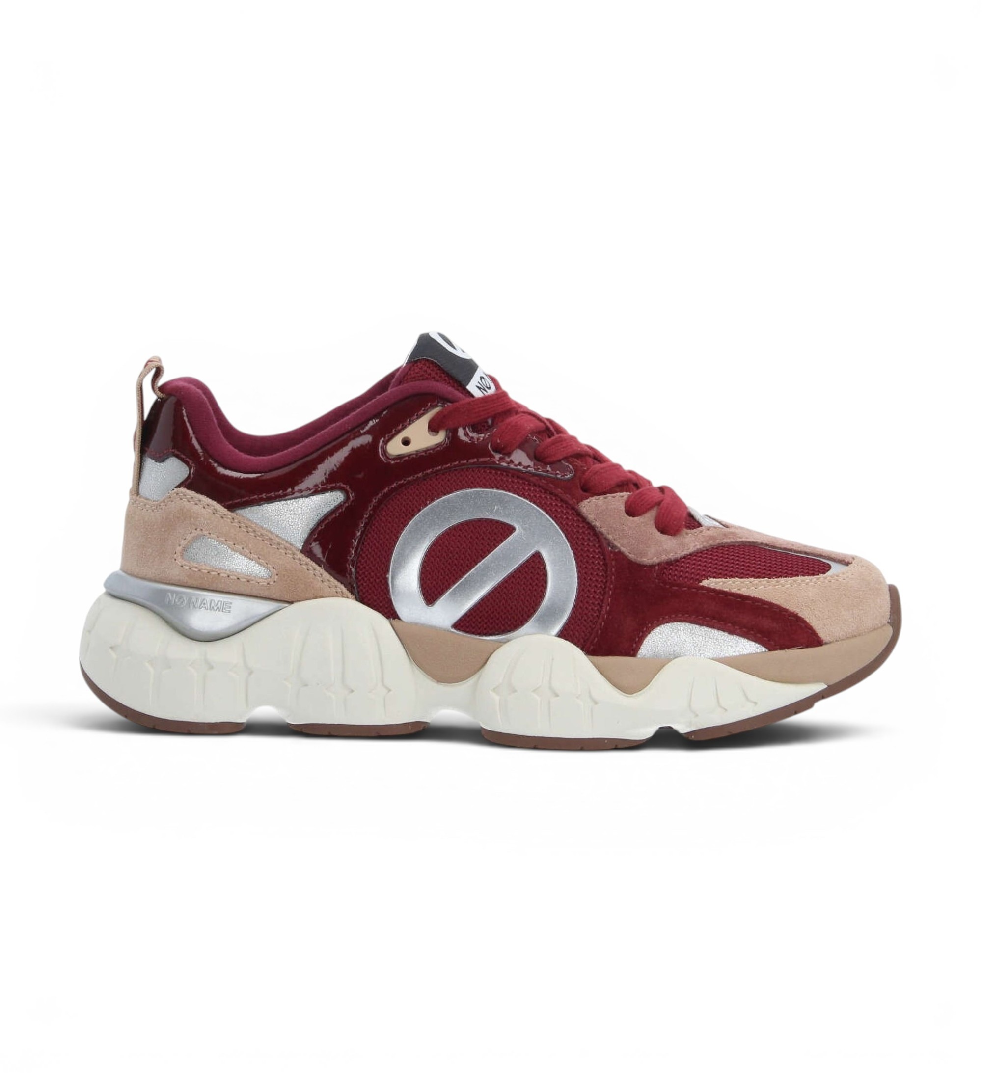 NO NAMEvoor vrouwen. PNVKKNE Leren sneakers Krazee Runner Neo rood (41), Leer, Plat, 3 tot 5 cm, Veters, Casual, Granaatappel, Bordeaux