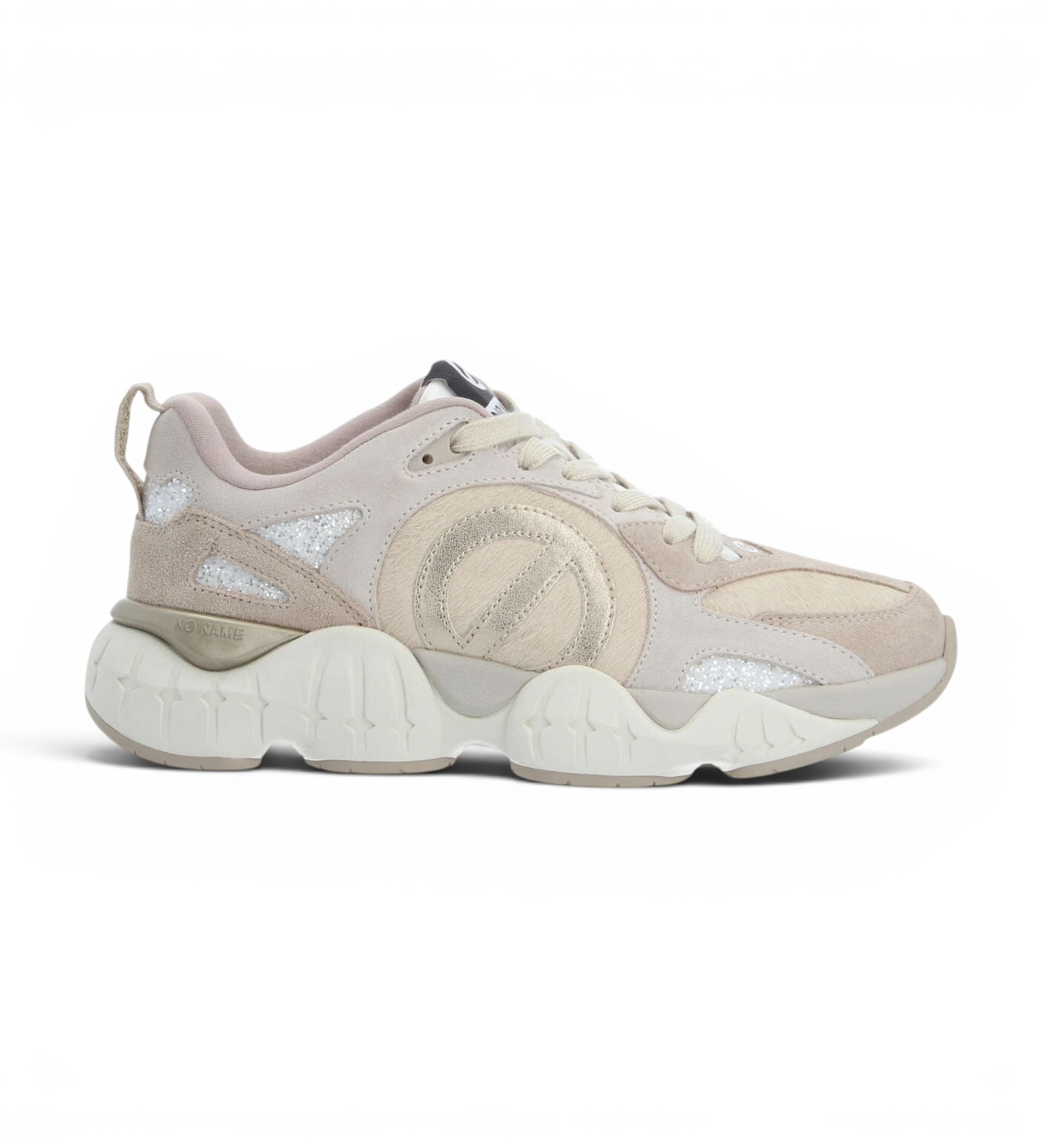 NO NAMEvoor vrouwen. PNVKPL0 Leren Krazee Runner sneakers beige (37), Leer, Plat, 3 tot 5 cm, Veters, Casual