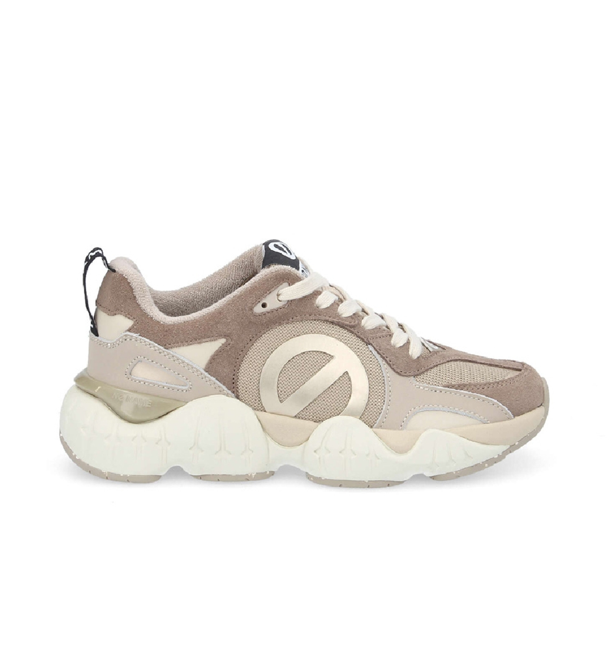 NO NAME für Damen. PNVKSK0 Krazee Runner Laufschuhe aus Leder mit ultraleichter Grafiksohle in Taupe (38), Wohnung, Schnürsenkel, Lässig
