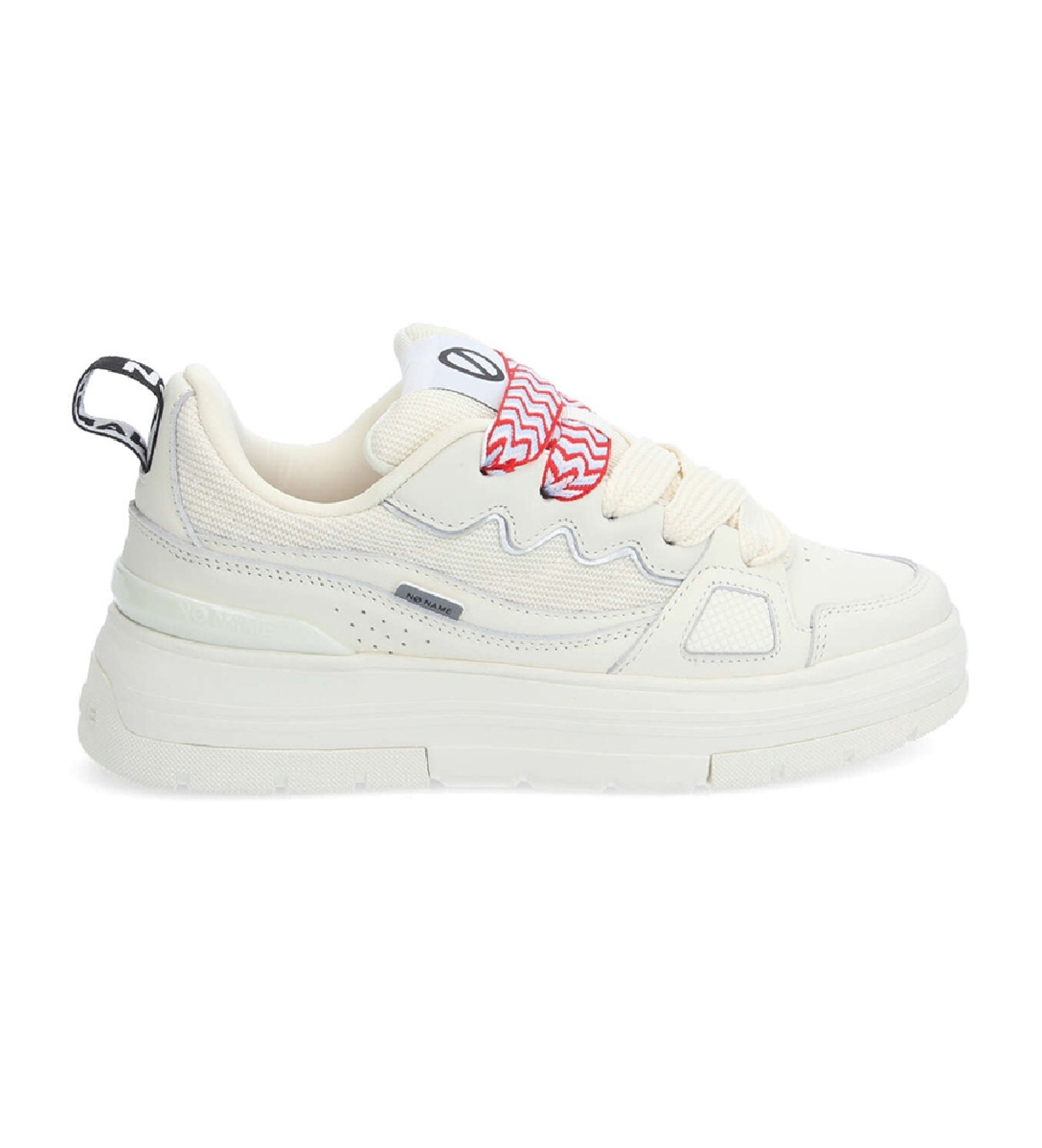 NO NAME für Damen. RNFCNAM Nollie Leder Sneakers weiß (37), Wohnung, 1 bis 3 cm, Schnürsenkel, Lässig