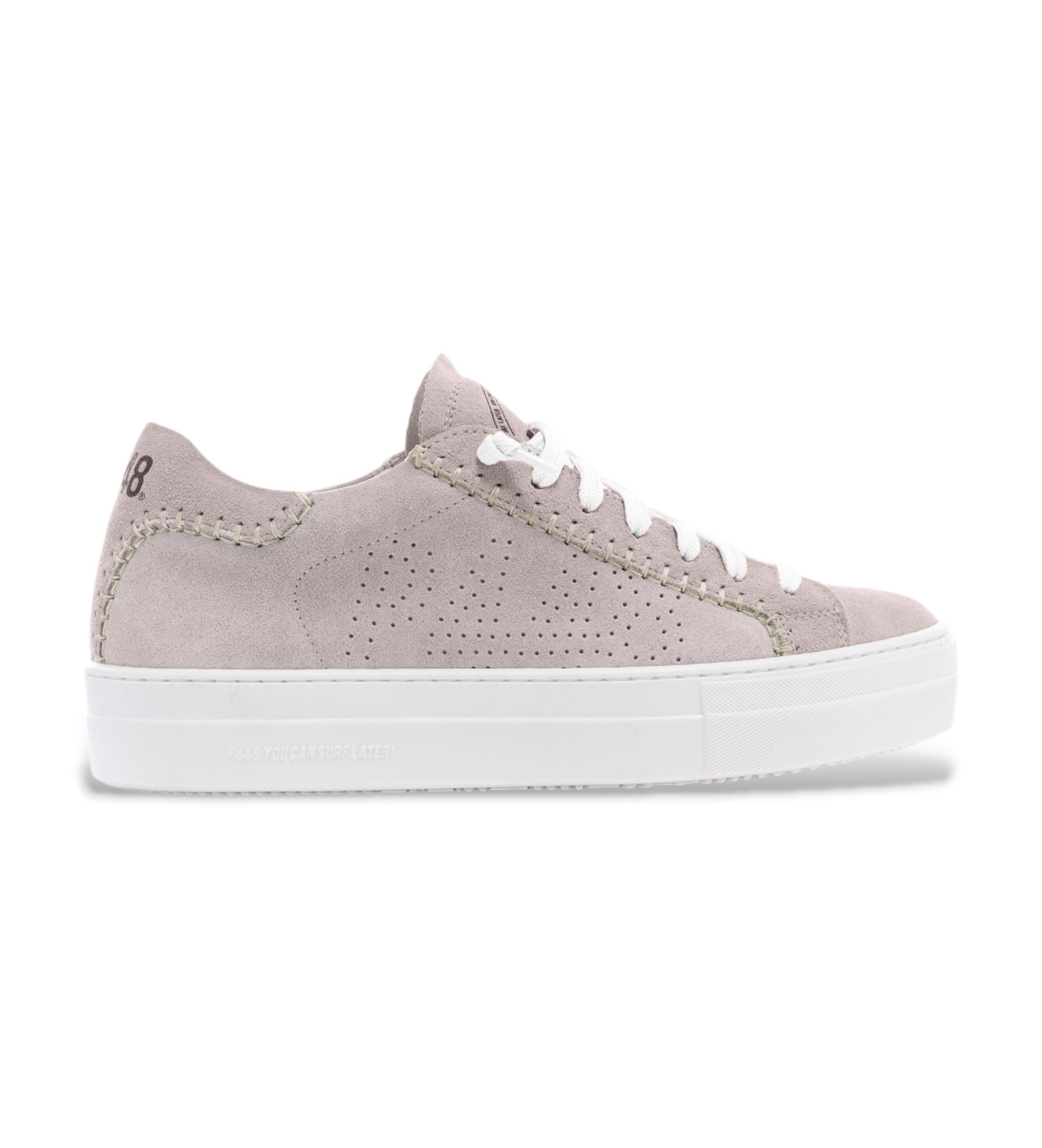 P448 für Damen. S25THEA77 Thea Leder Sneakers nackt (36), Wohnung, Schnürsenkel, Lässig