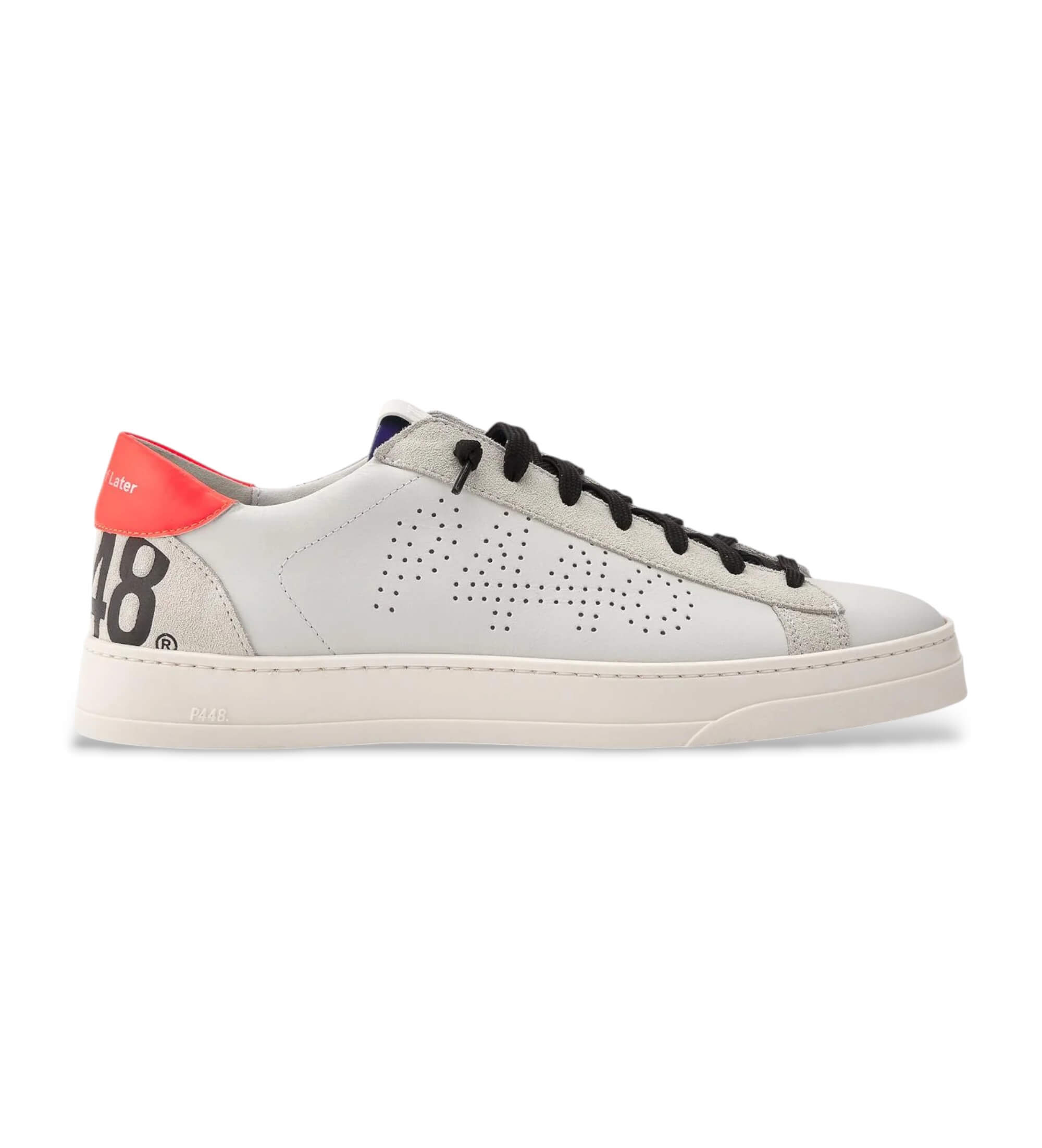 P448 für Herren. S25JACKC103 Jack C 103 Turnschuhe aus weißem Leder (44), Wohnung, Schnürsenkel, Lässig