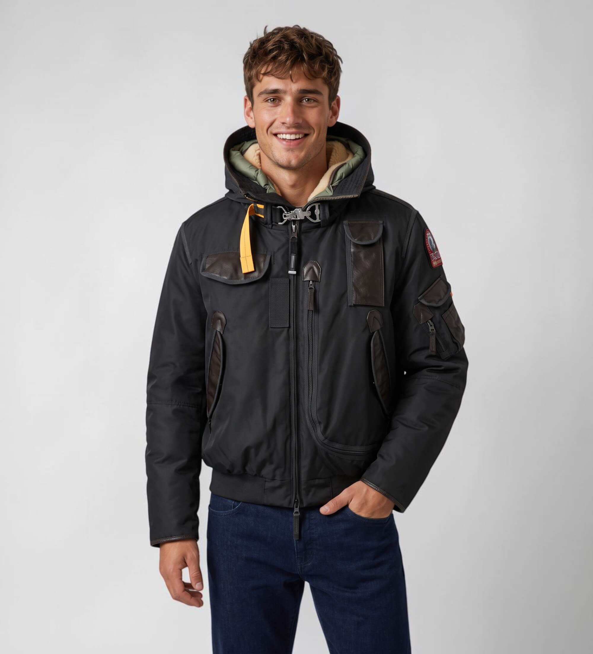 Parajumpers für Herren. 26WMPMJKBV01 Jacke Gobi 20Th schwarz (L), Lässig, Polyamid