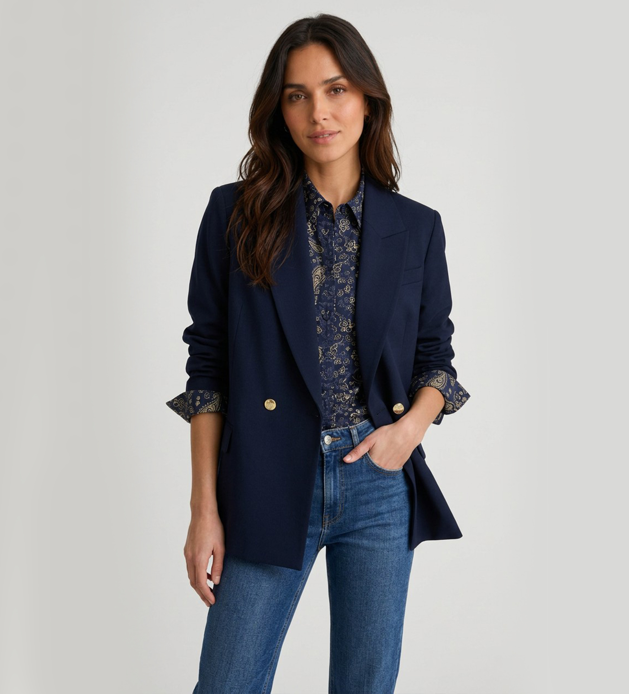 PennyBlack für Damen. 2621046032200 Zweireihiger Blazer aus Cady Bussola in Marineblau (40), Lässig, Polyester