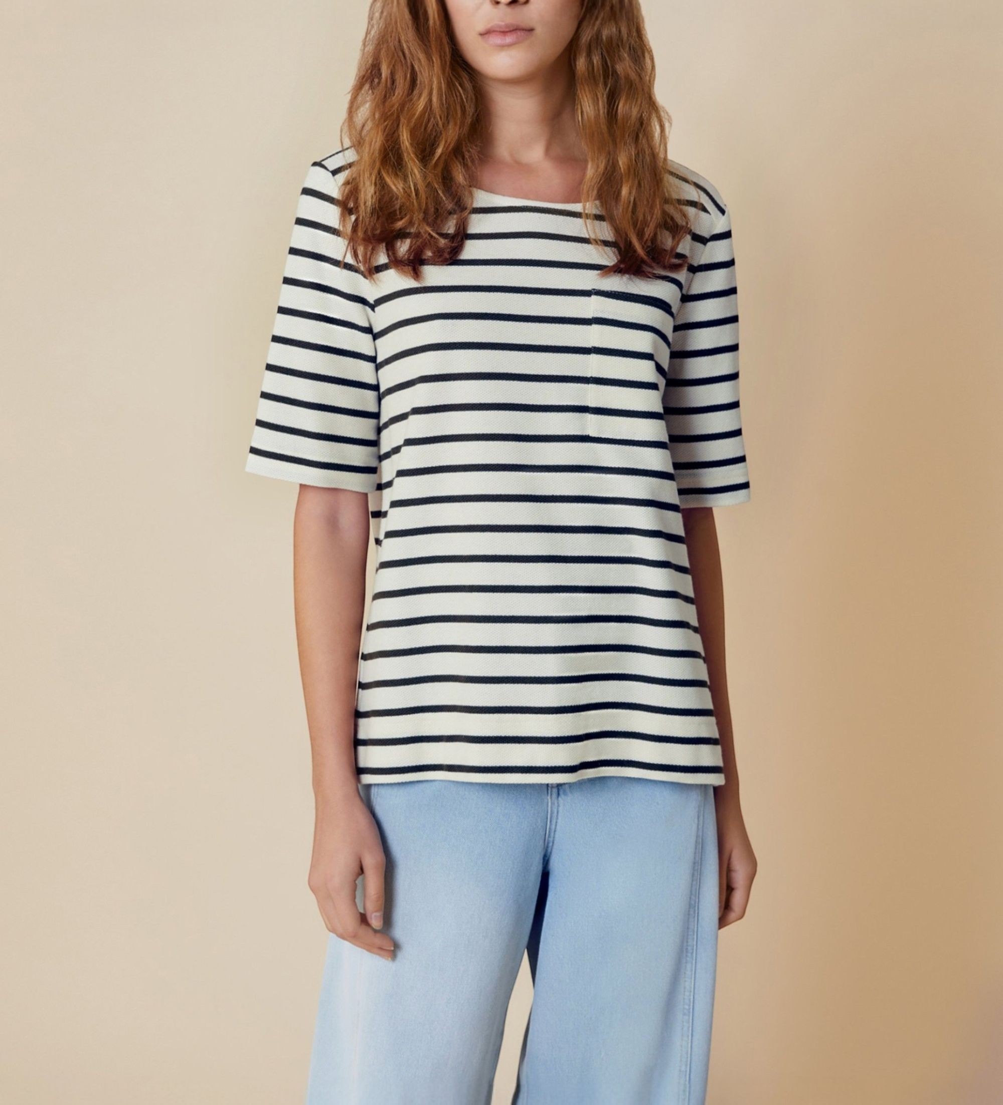 PennyBlack für Damen. 2511971043200 Refolo T-shirt weiß, marineblau (S), Lässig, Baumwolle, Kurzarm