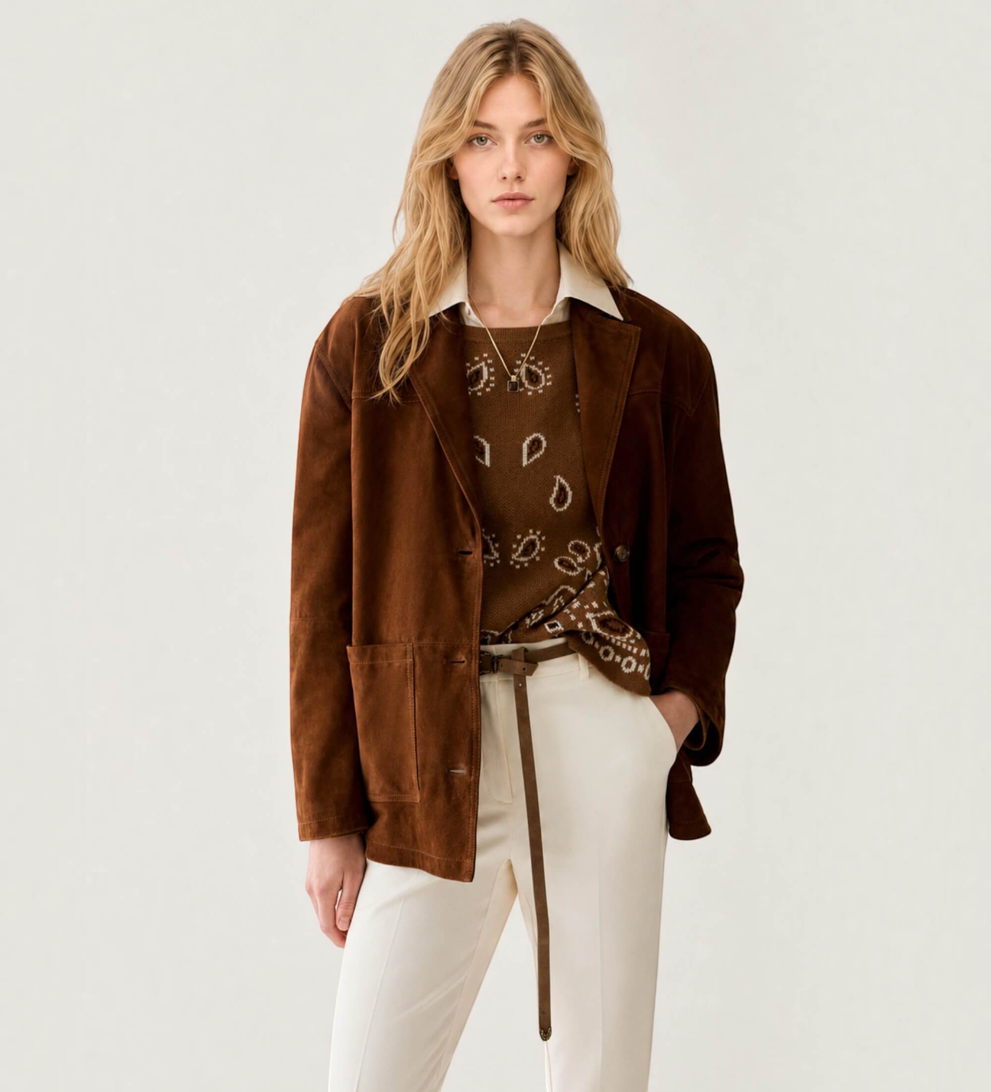 PennyBlackvoor vrouwen. 2621446023200 Bruine Pbbpala leren jas (44), Casual, Leer