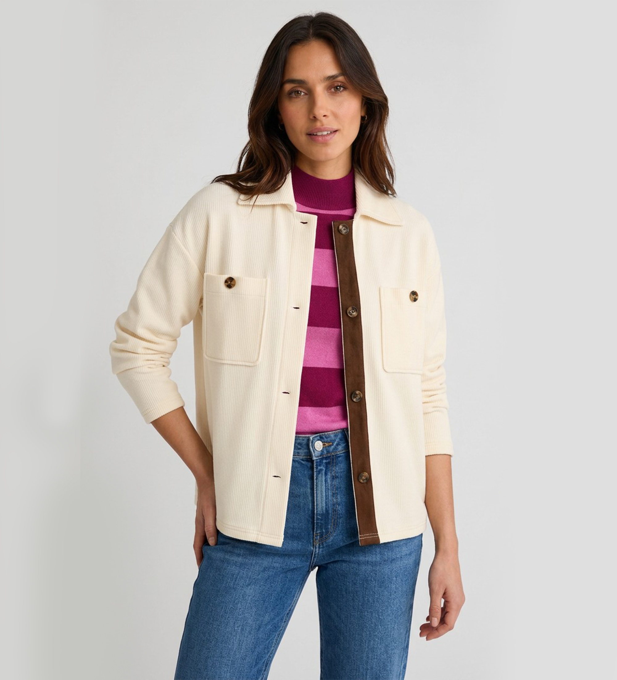 PennyBlack für Damen. 2621956016200 Cordjacke im Hemdenstil Leva Gebrochenes Weiß (42), Lässig, Baumwolle, Langarm