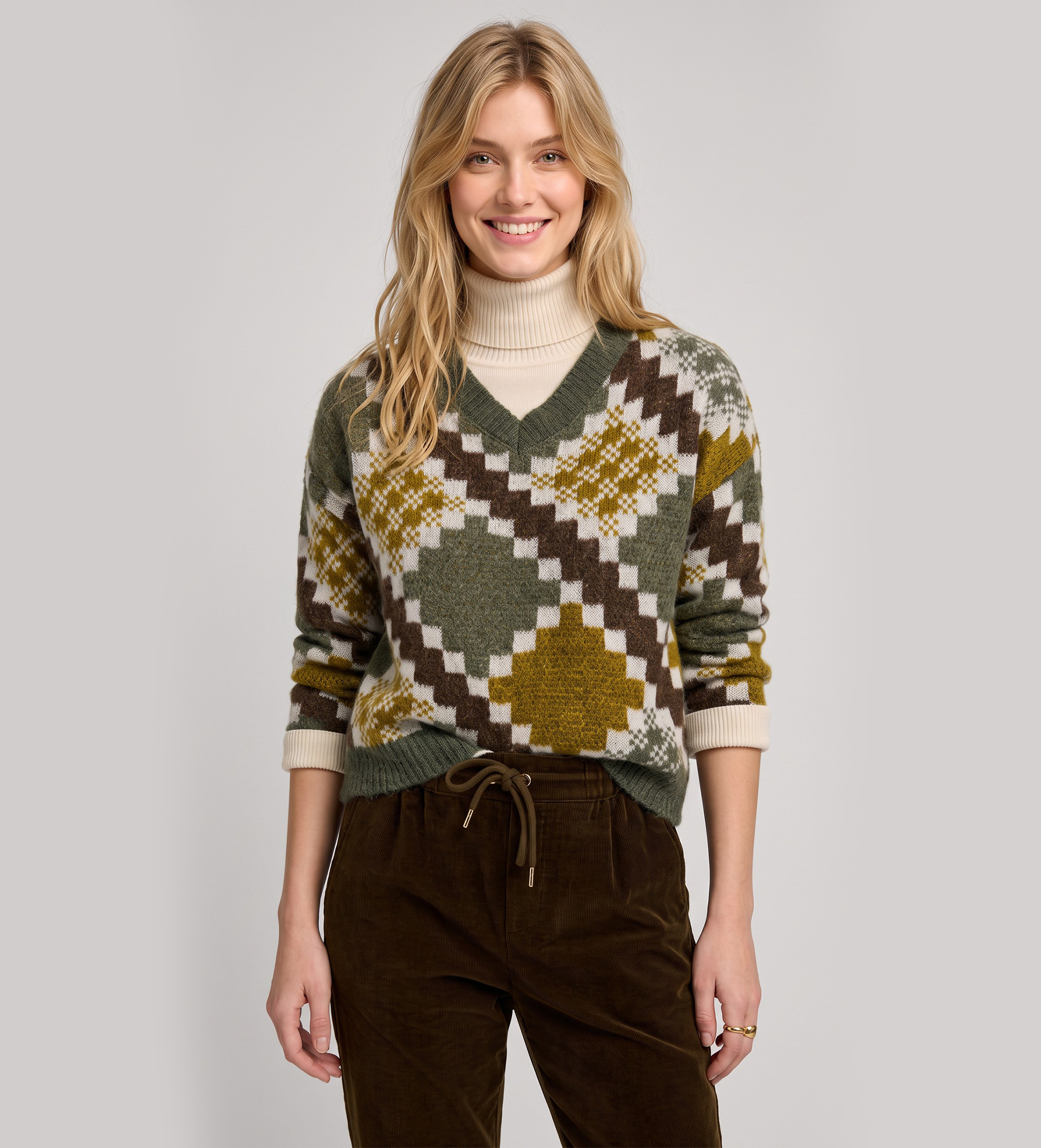PennyBlack für Damen. 2621366593200 Jacquard-Pullover aus grüner Mohair-Mischung (M), Lässig, Polyamid, Langarm