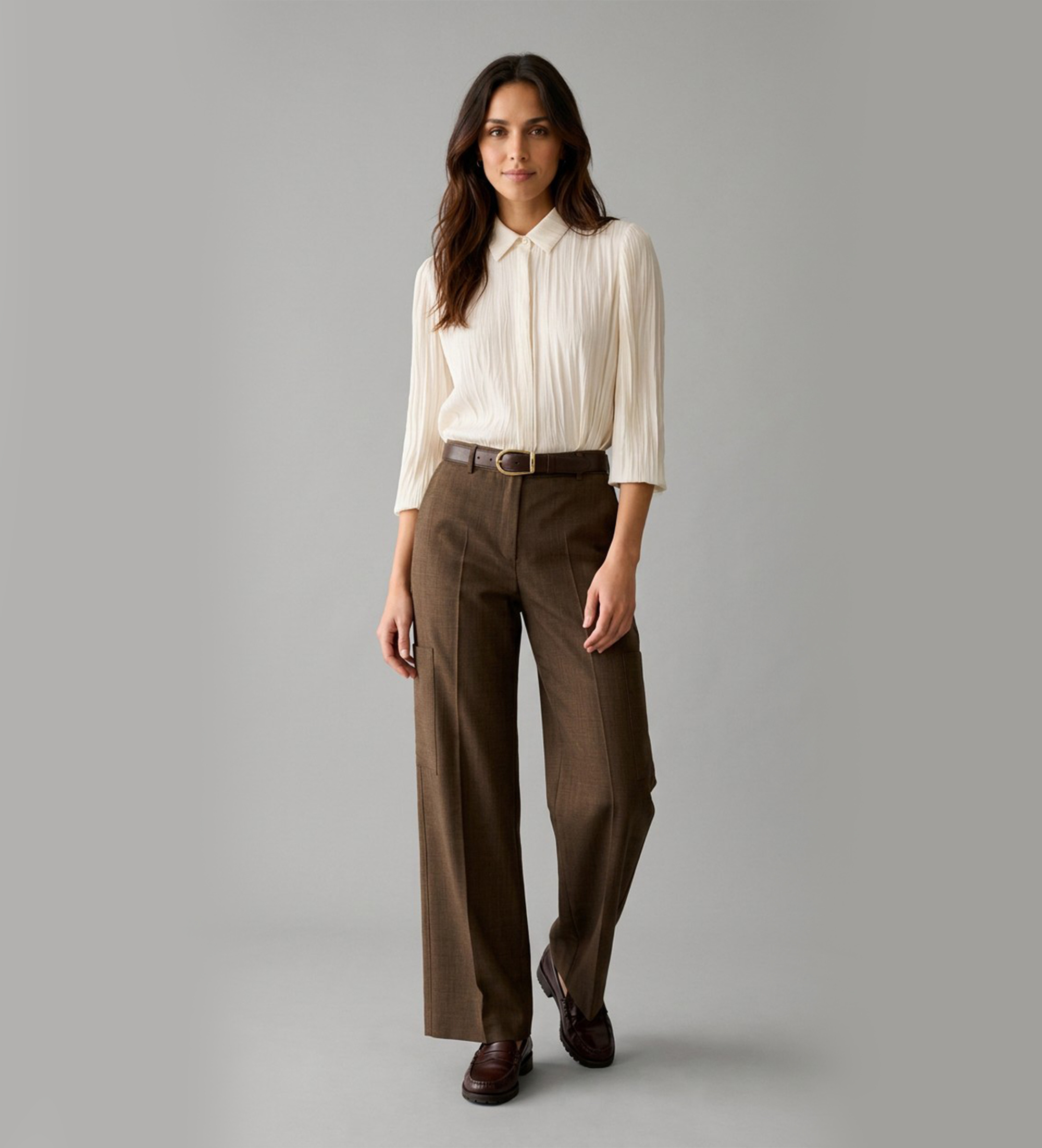 PennyBlack für Damen. 2621136383200 Cargo-Hose aus reiner Feluca-Wolle in Braun (42), Lässig