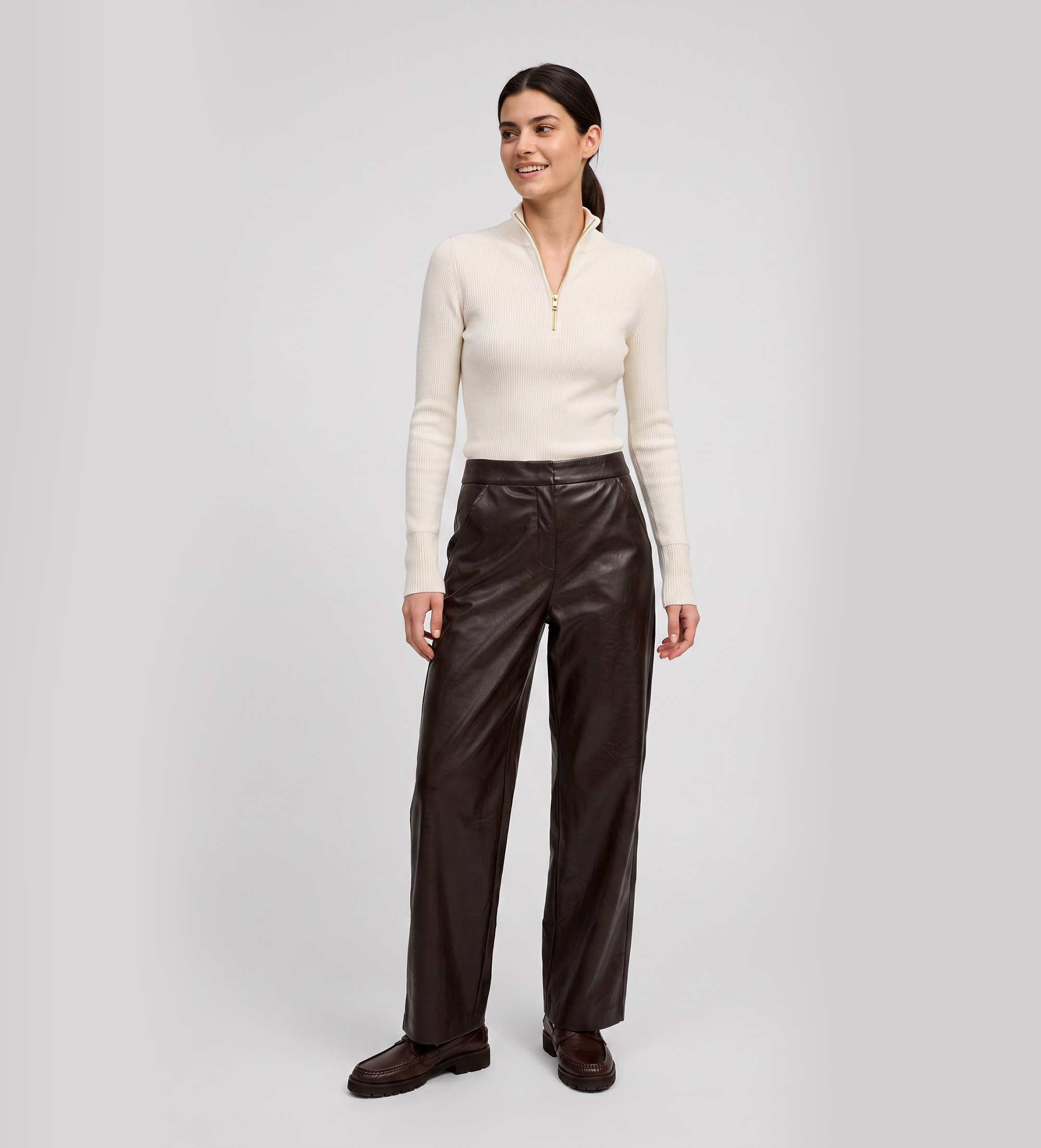 PennyBlack für Damen. 2621786013200 Beschichtete Strickhose Boccale Dunkelbraun (42), Lässig, Viskose