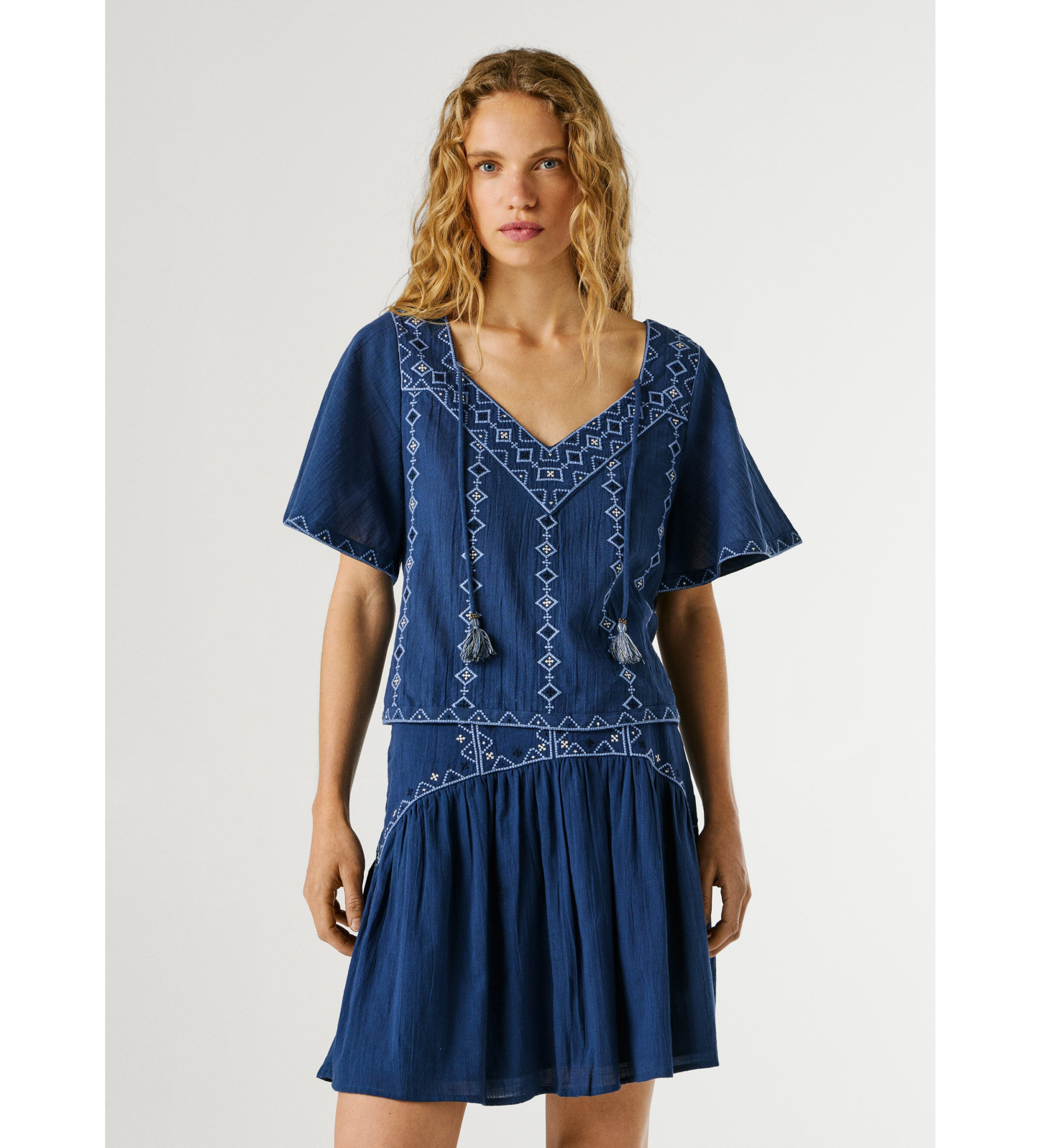 Pepe Jeans für Damen. PL3051413 Süße Bluse blau (XS), Lässig, Baumwolle, Kurzarm