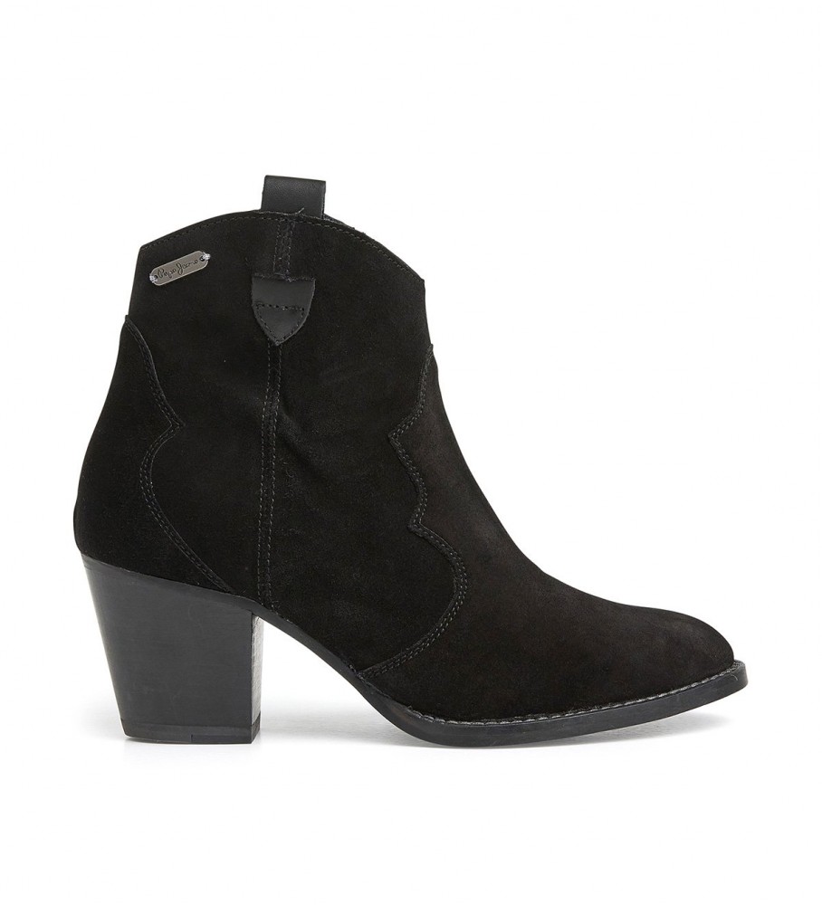 Pepe Jeans für Damen. PLS50491 Luna Sand Lederstiefel schwarz (39), 3 bis 5 cm, Reißverschluss, Lässig