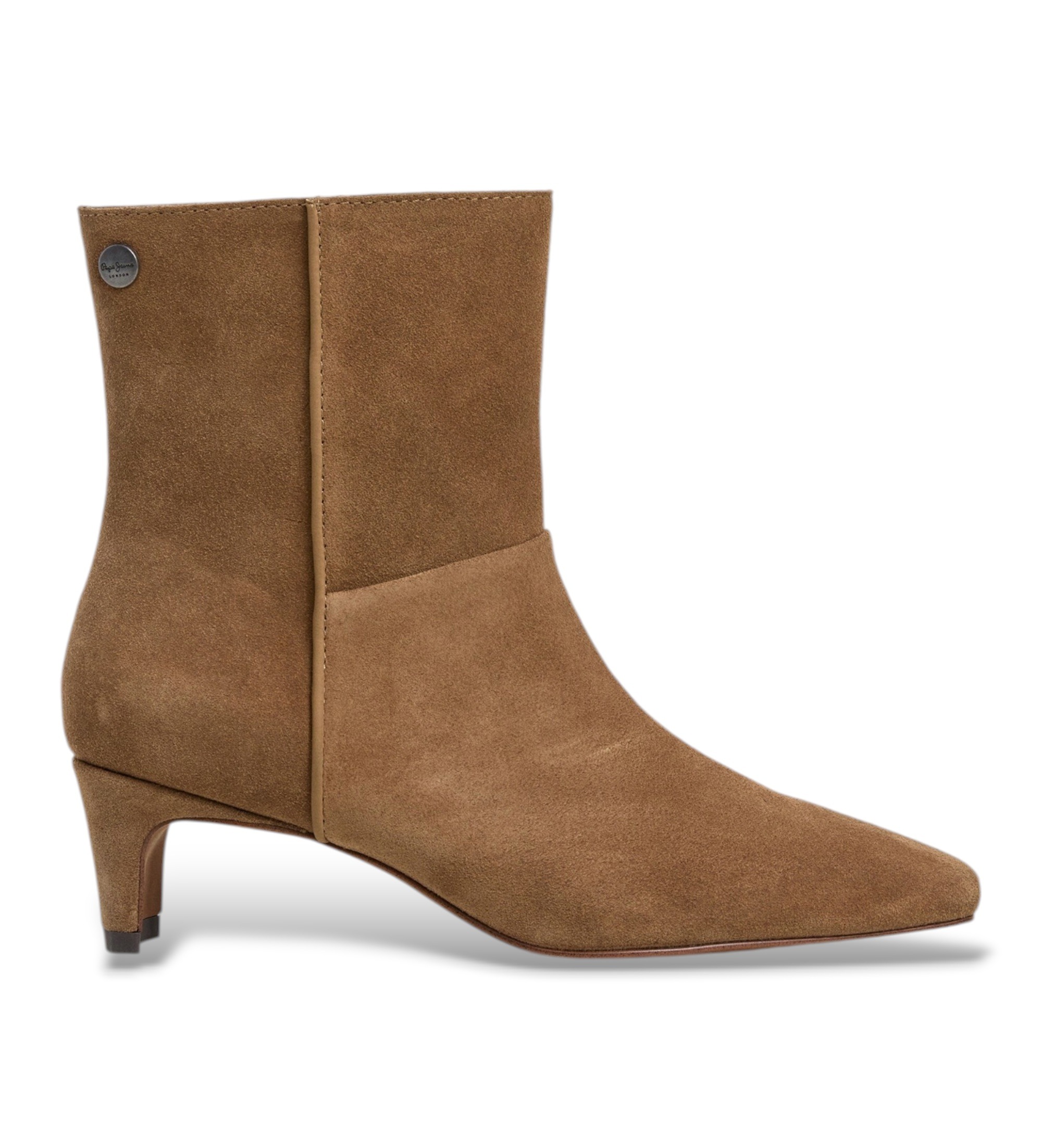 Pepe Jeansvoor vrouwen. PLS500050 Bruine Kiny Basic leren enkellaarsjes (39), 5 tot 8 cm, Suède, Ritssluiting, Casual, Klassiek
