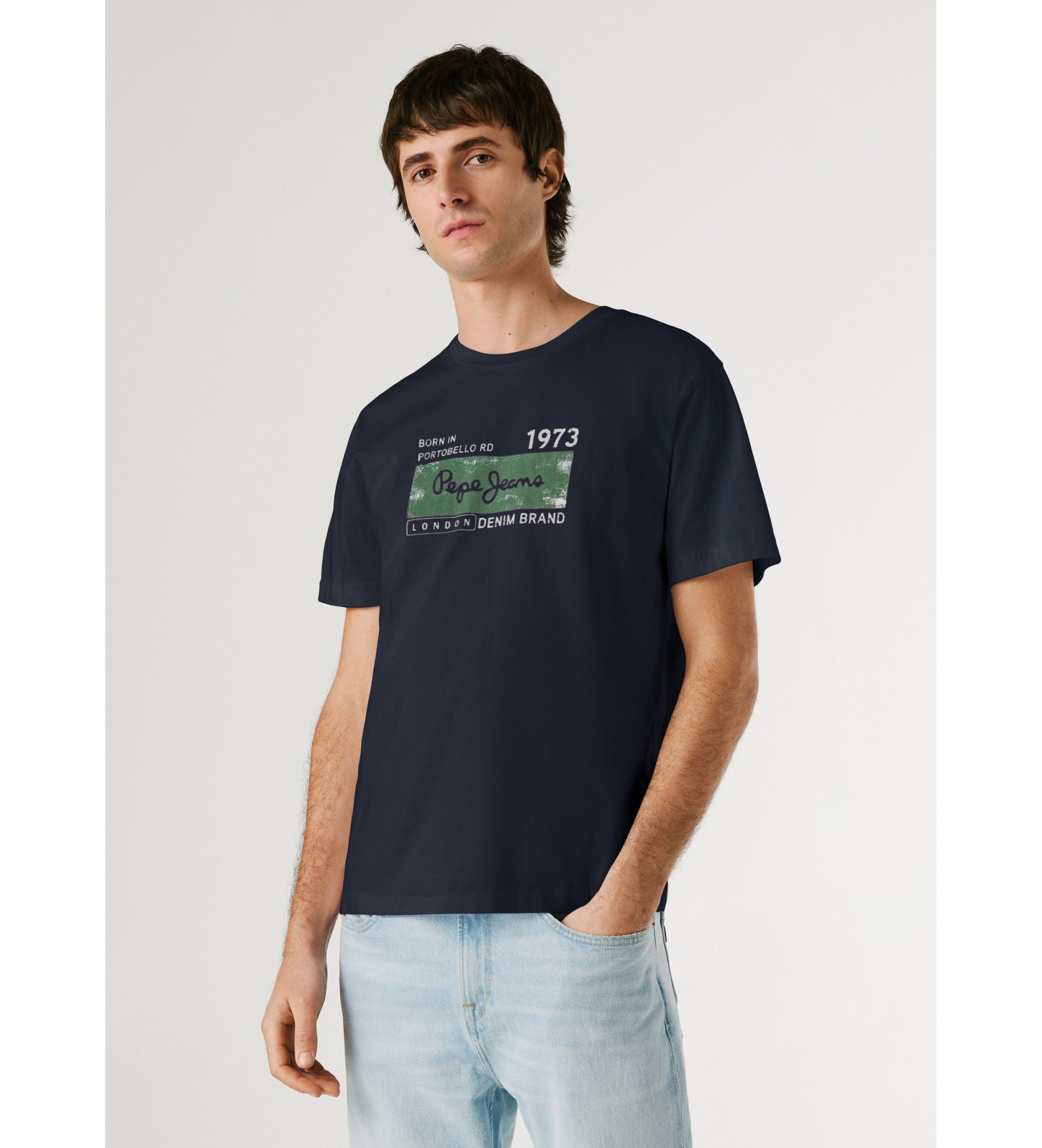 Pepe Jeans für Herren. PM5010361 Grayson navy T-Shirt (S), Lässig, Baumwolle, Kurzarm, Marine