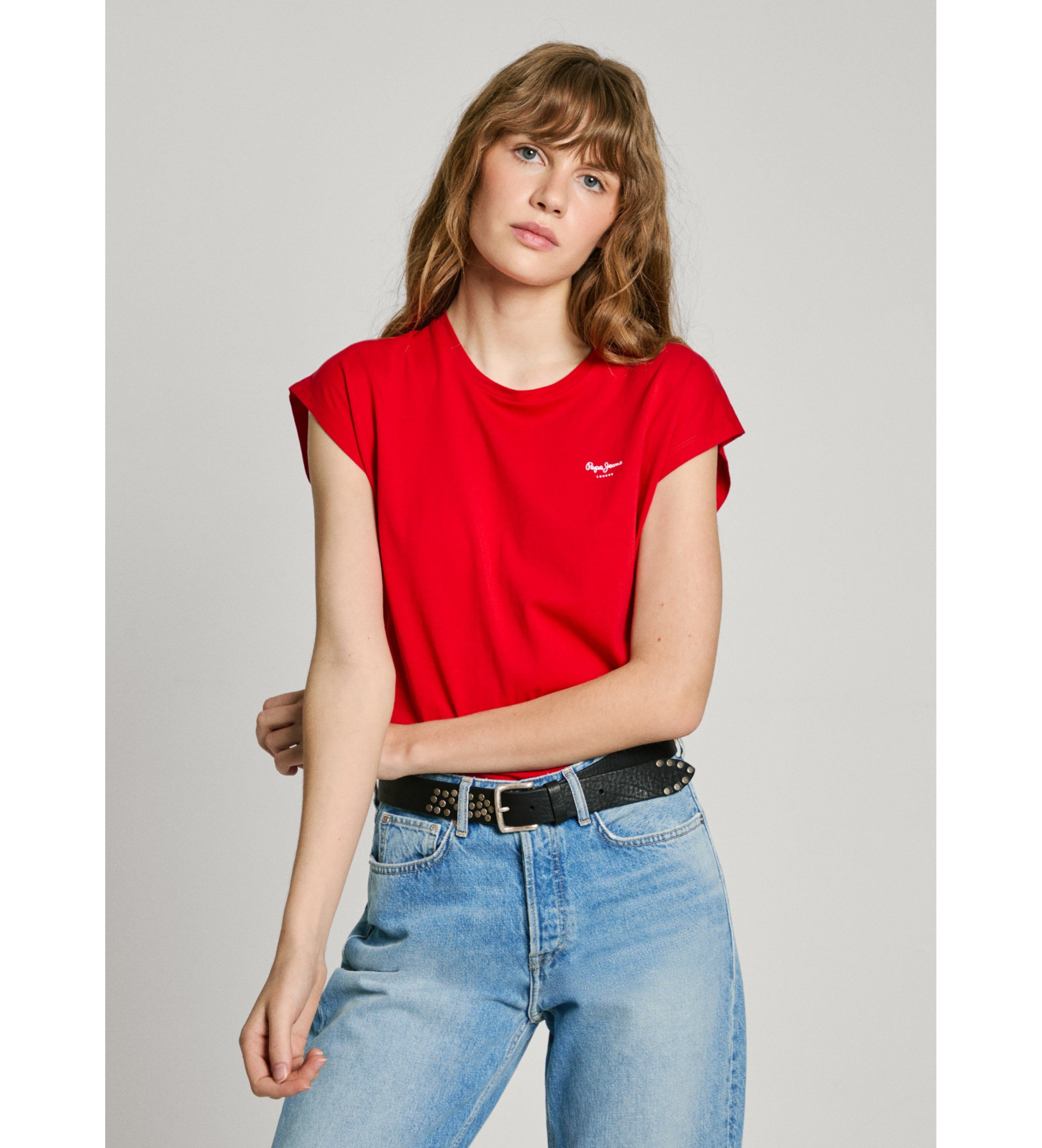 Pepe Jeans für Damen. PL506030 Blooma T-shirt rot (XS), Lässig, Baumwolle, Kurzarm
