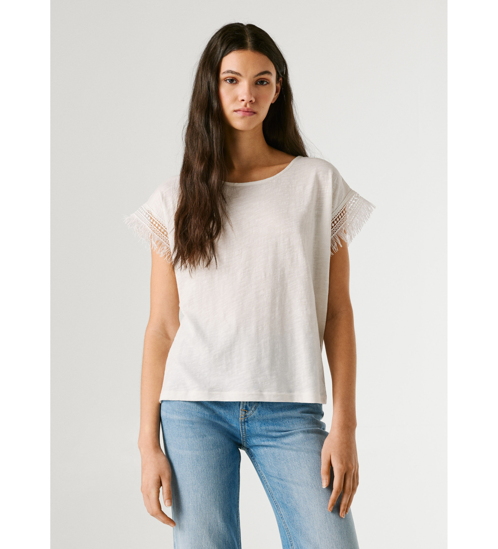 Pepe Jeans für Damen. PL5000143 Nain T-shirt weiß (S), Lässig, Baumwolle, Kurzarm