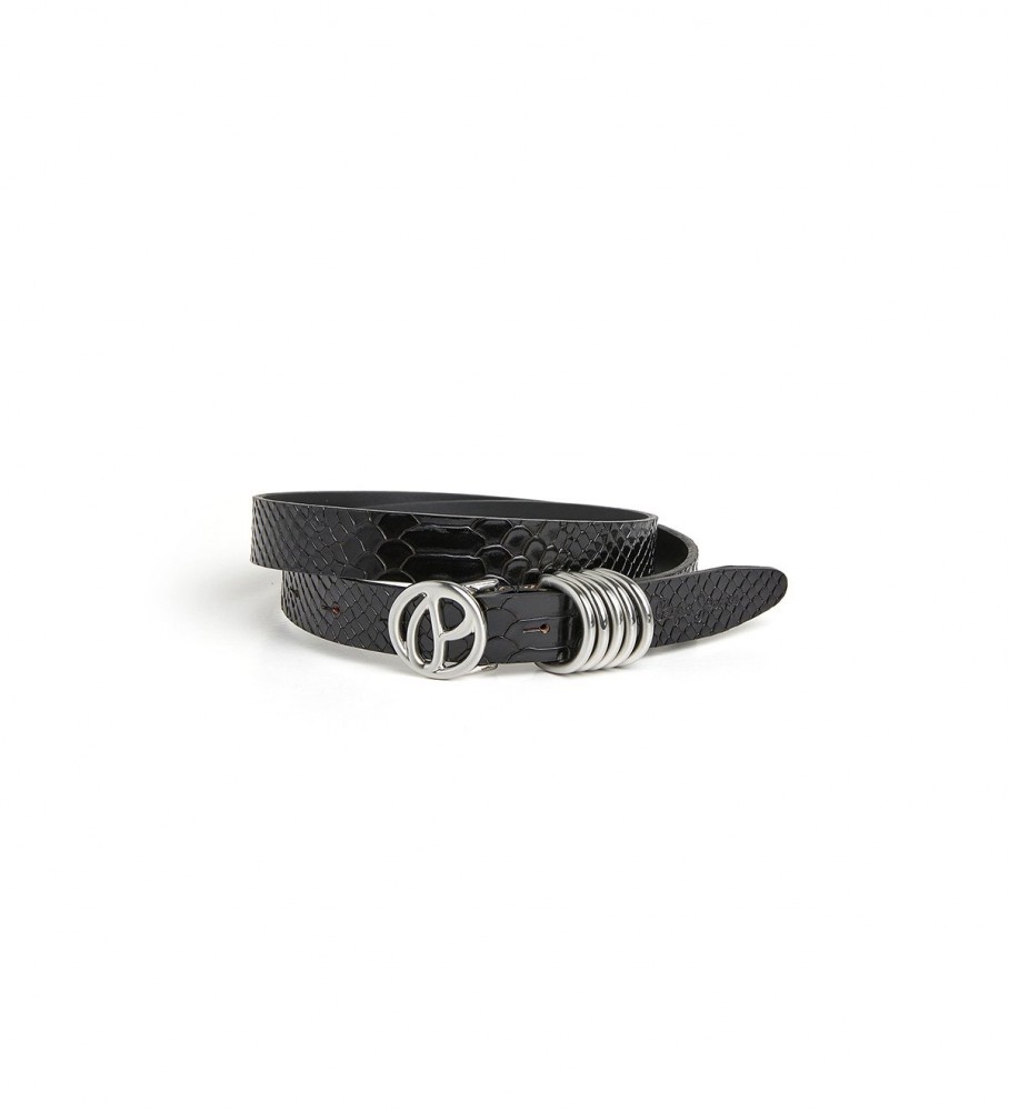 Pepe Jeansvoor vrouwen. PL020830 Athena Slangenleren Riem zwart (S), Casual, Leer