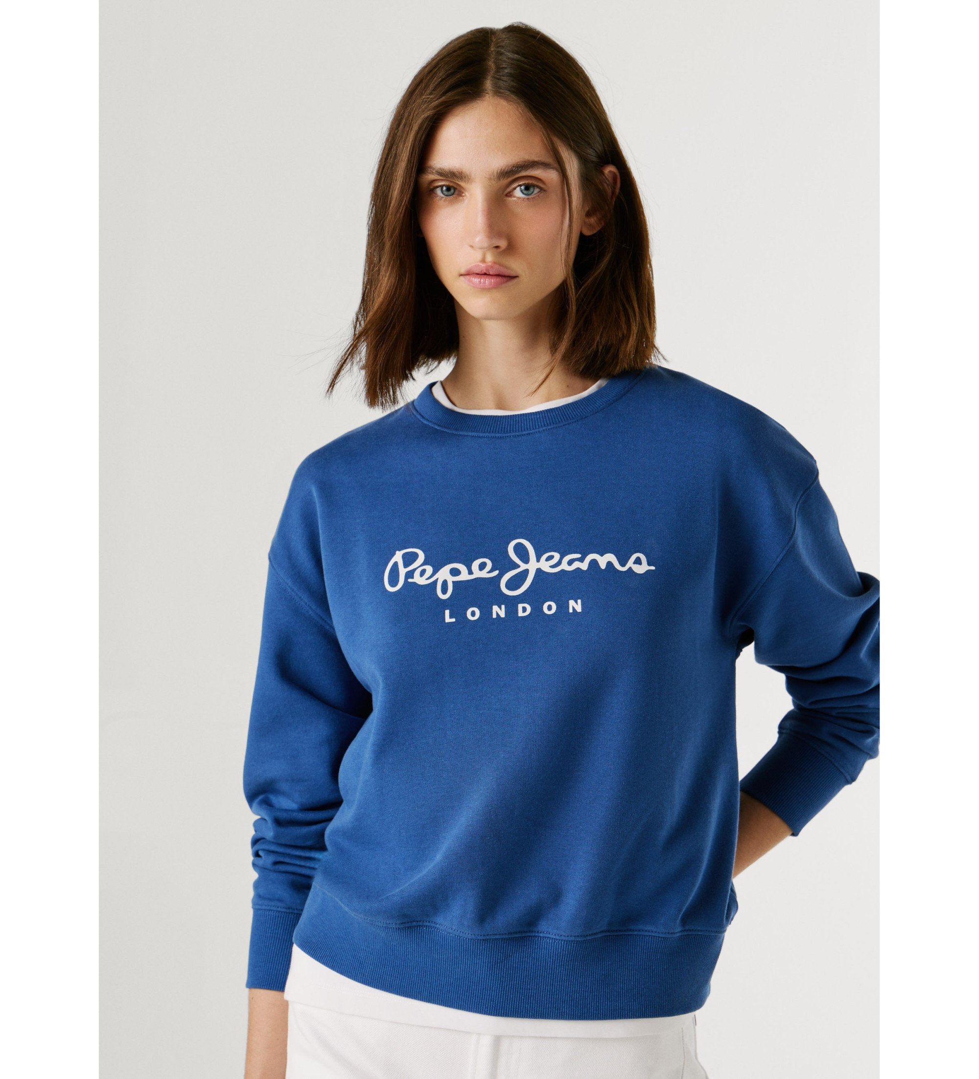 Pepe Jeans für Damen. PL5800072 Matjes-Pullover blau (L), Lässig, Baumwolle