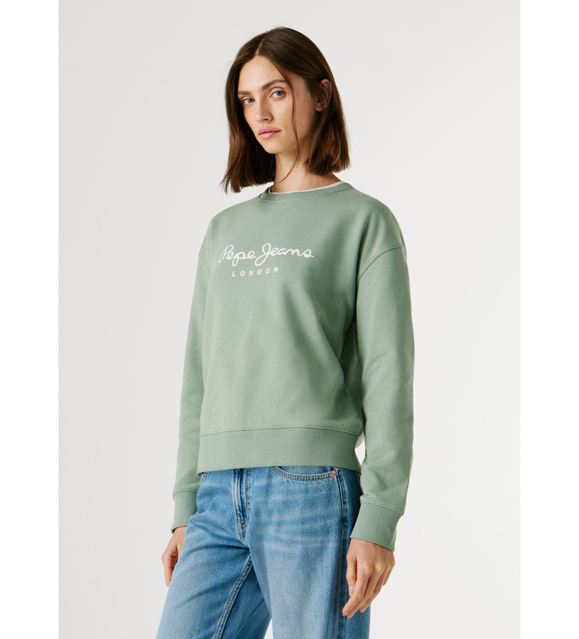 Pepe Jeans für Damen. PL5800072 Grüner Maty-Pullover (S), Lässig, Baumwolle