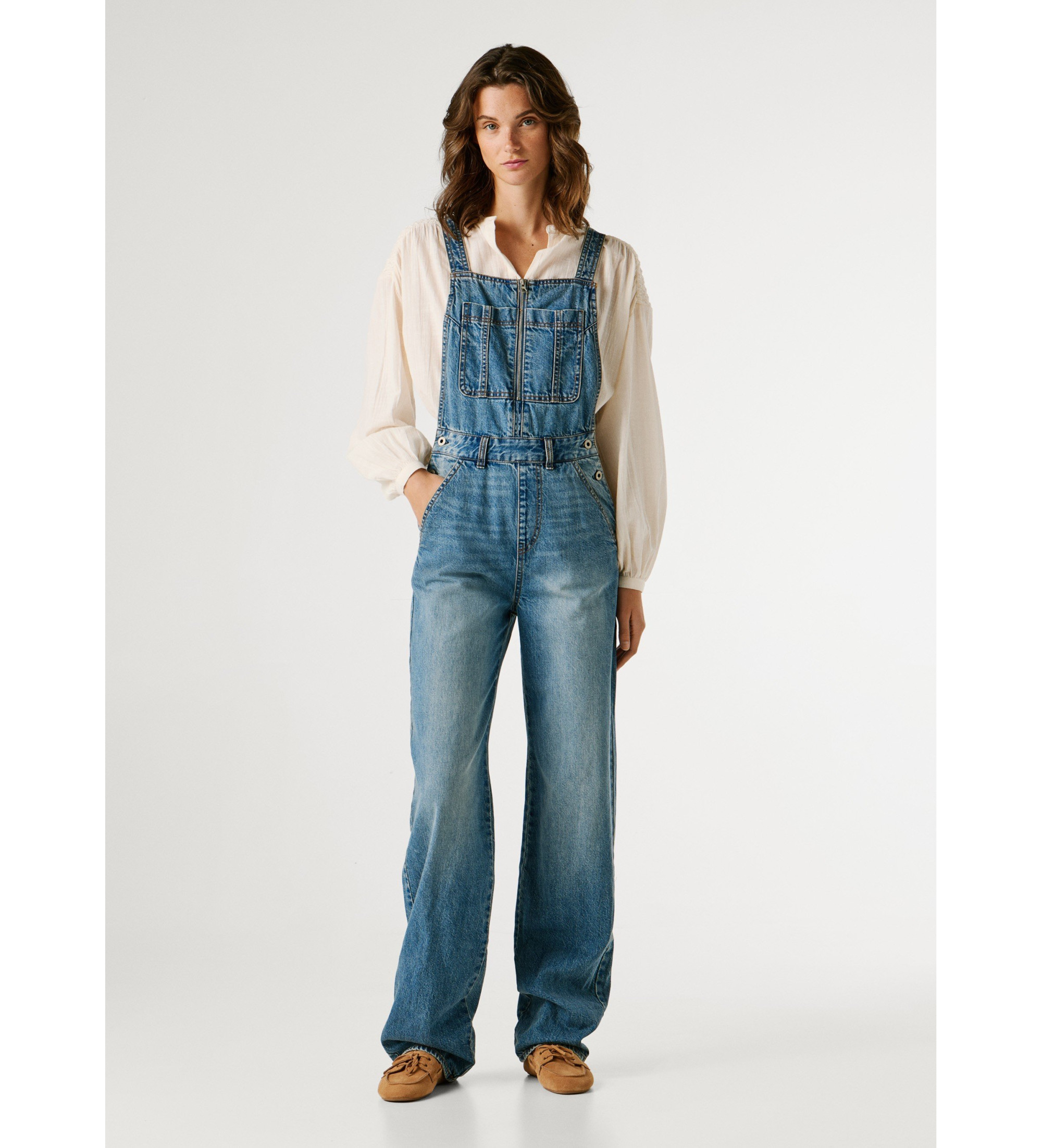 Pepe Jeans für Damen. PL2300015 Elia Denim-Overall blau (S), Lässig, Baumwolle