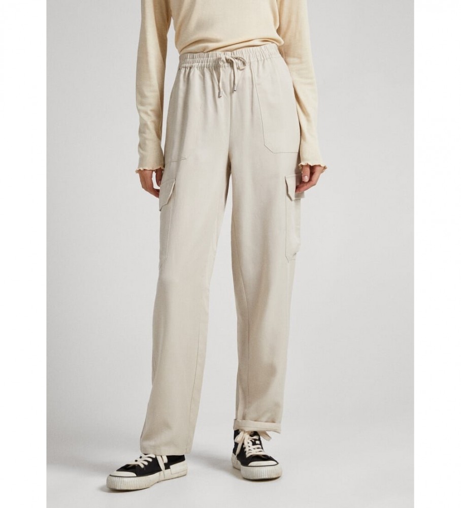 Pepe Jeans für Damen. PL211666 Felisa Cargo-Hose off-white (S), Weiß, Lässig, Lyocell