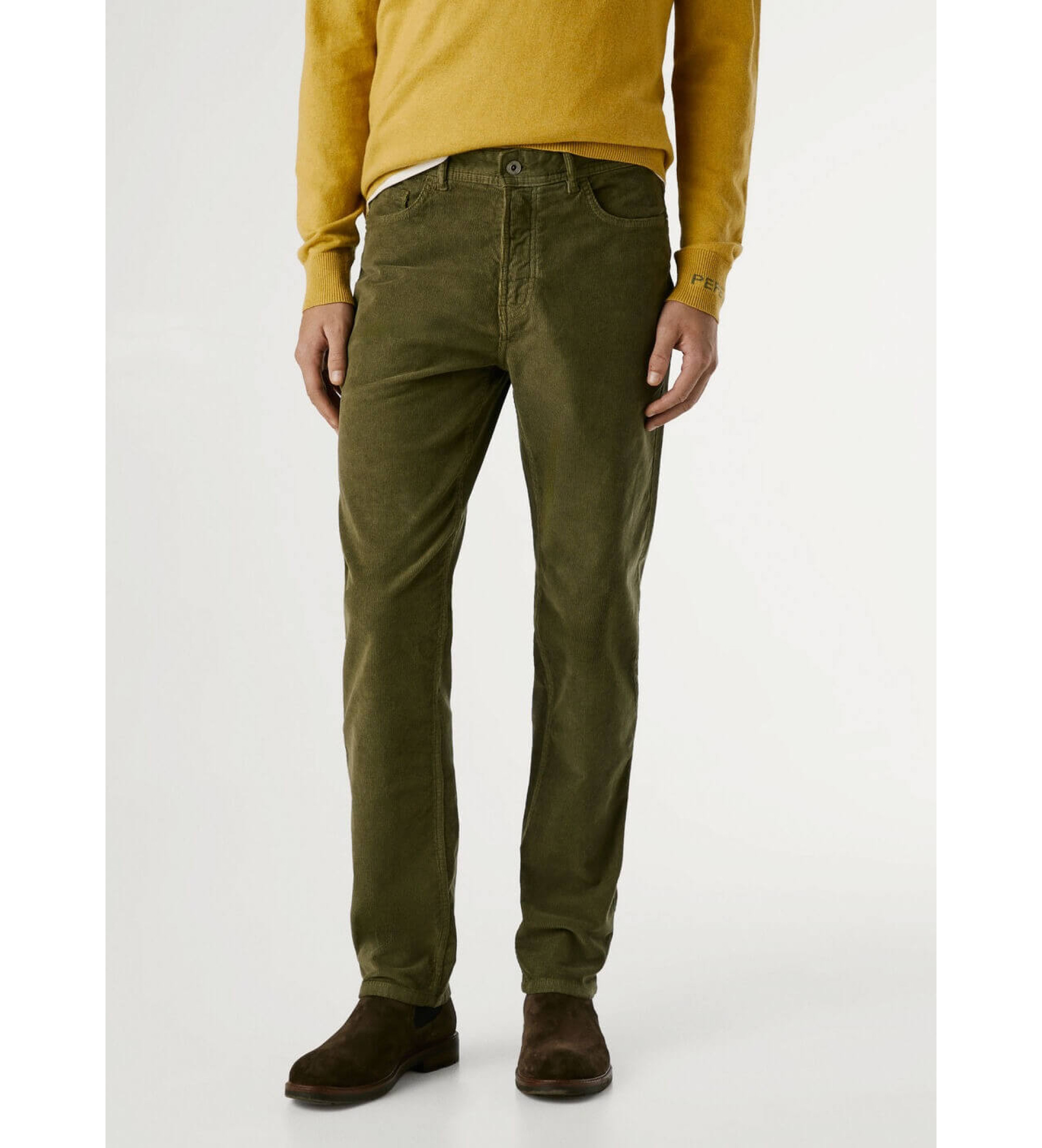 Pepe Jeans für Herren. PM2100016 Schlanke Hose 5 Pockets Cord grün (32), Lässig, Baumwolle