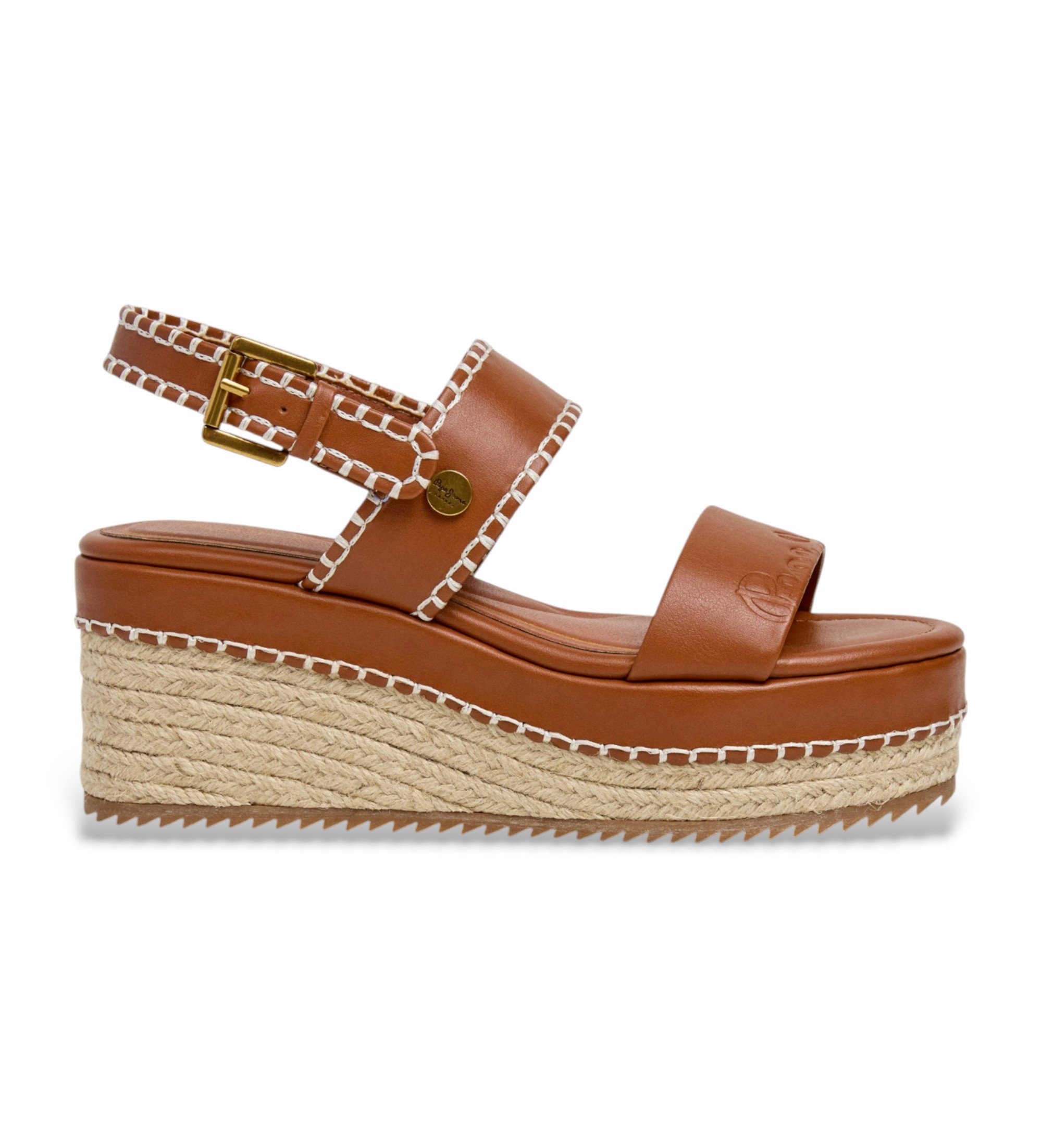 Pepe Jeans für Damen. PLS900005 Braune Billie Log Sandalen (39), 3 bis 5 cm, Schnalle, Lässig